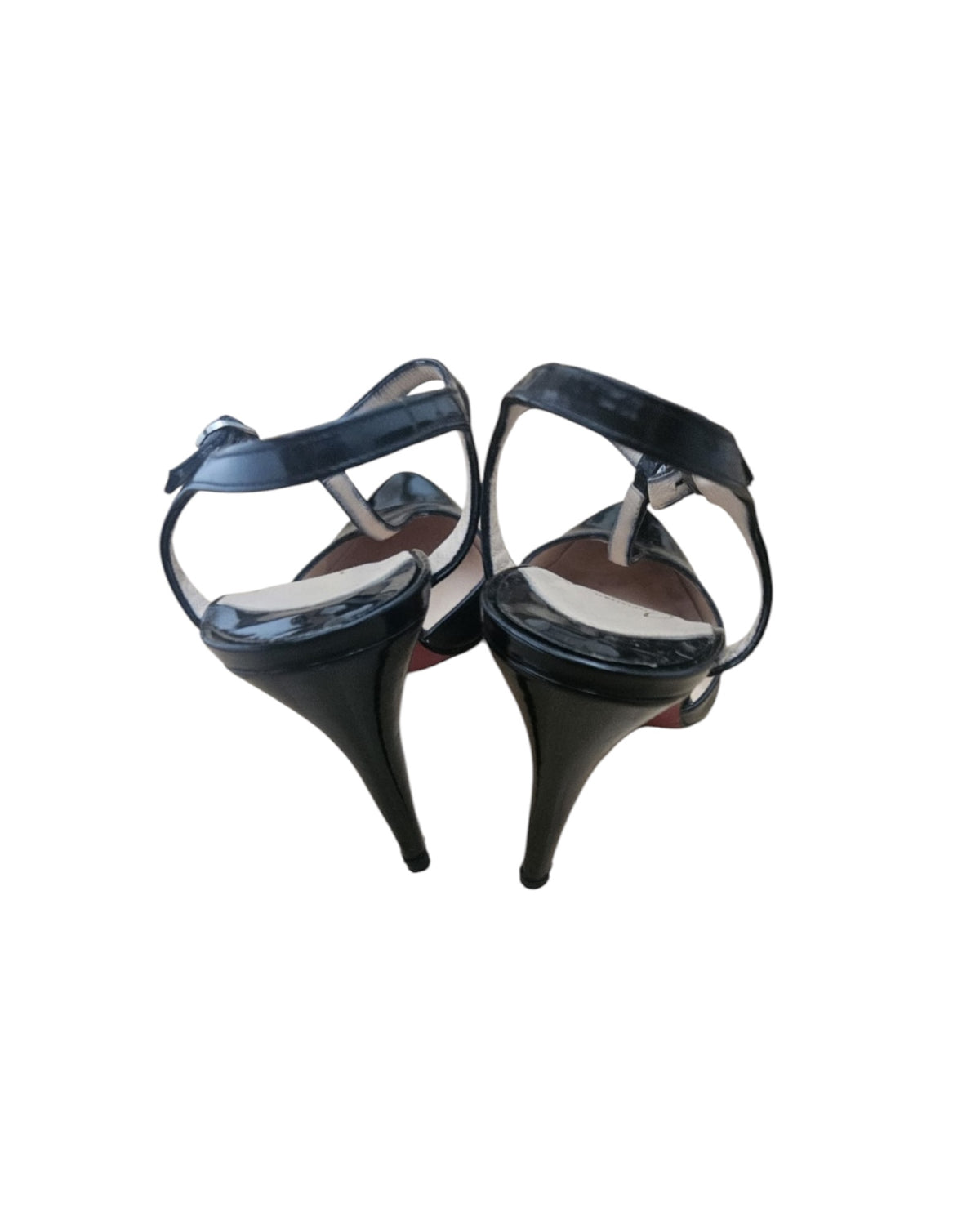Christian Louboutin Black Patent Leather T-Strap Heels