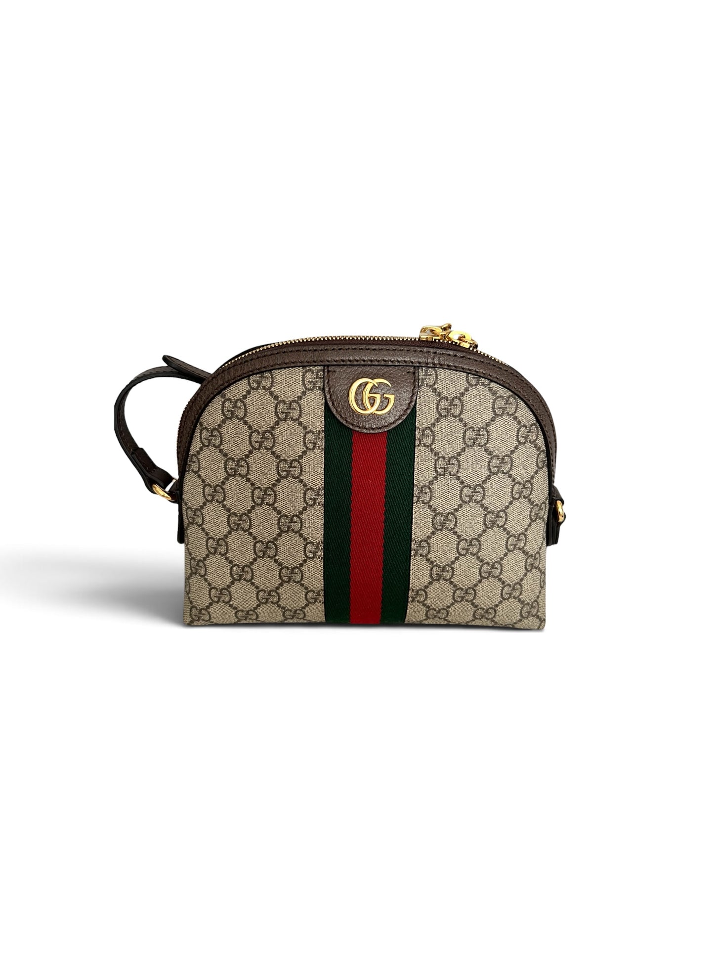Gucci Ophidia Small GG Supreme Shoulder Bag with Web Stripe & Gold-Tone GG Hardware