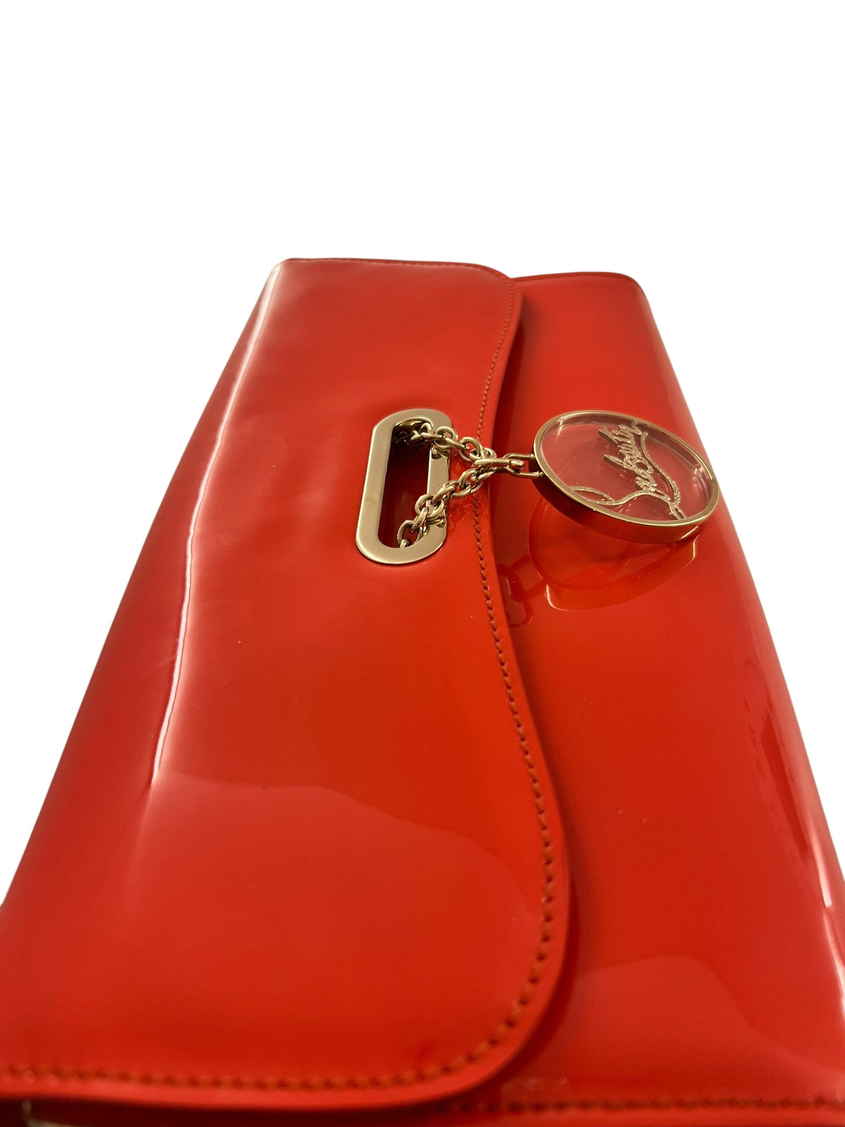 Christian Louboutin Riviera Clutch – Red Patent Calf - Gold Tone Hardware