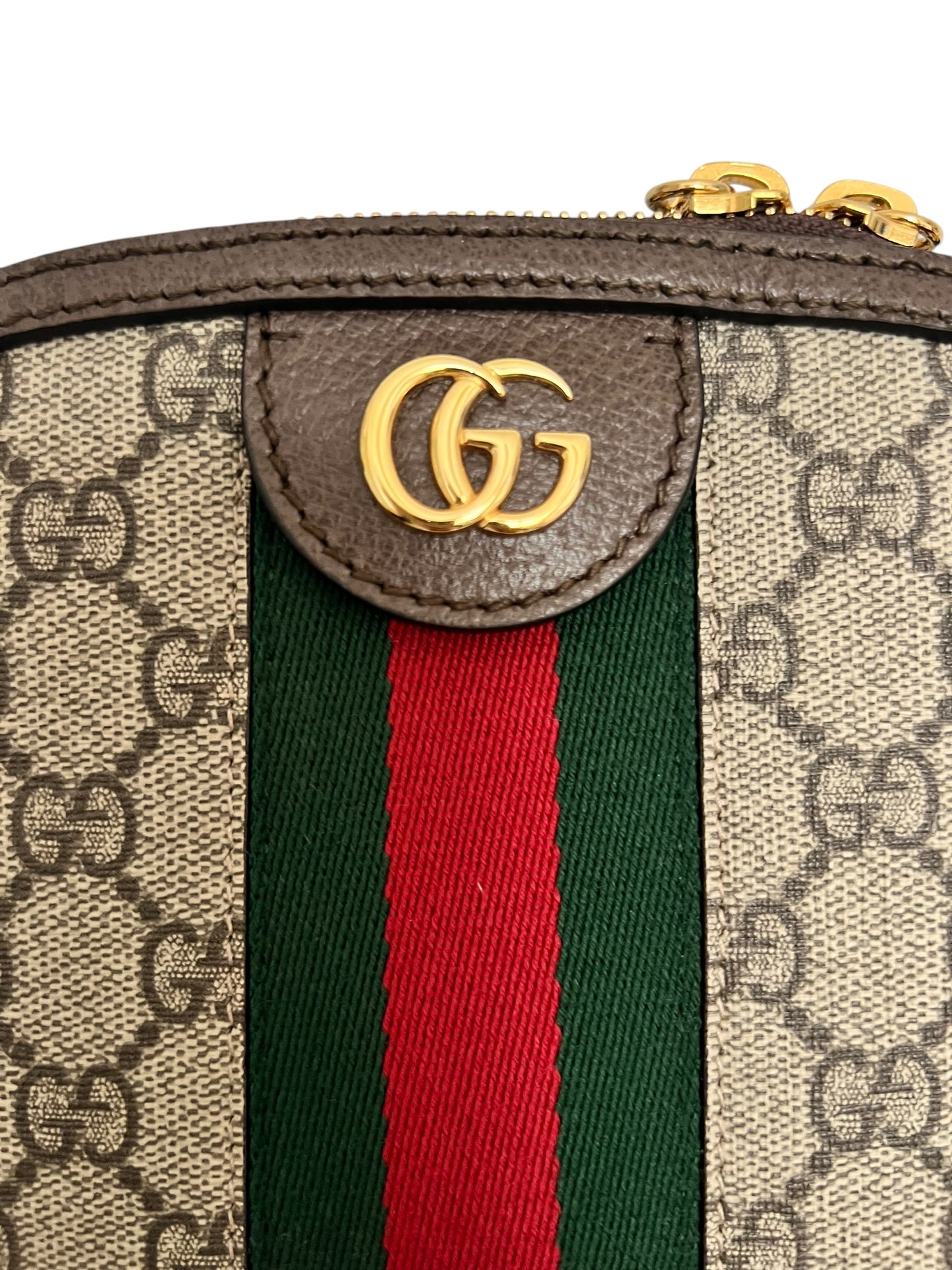 Gucci Ophidia Small GG Supreme Shoulder Bag with Web Stripe & Gold-Tone GG Hardware