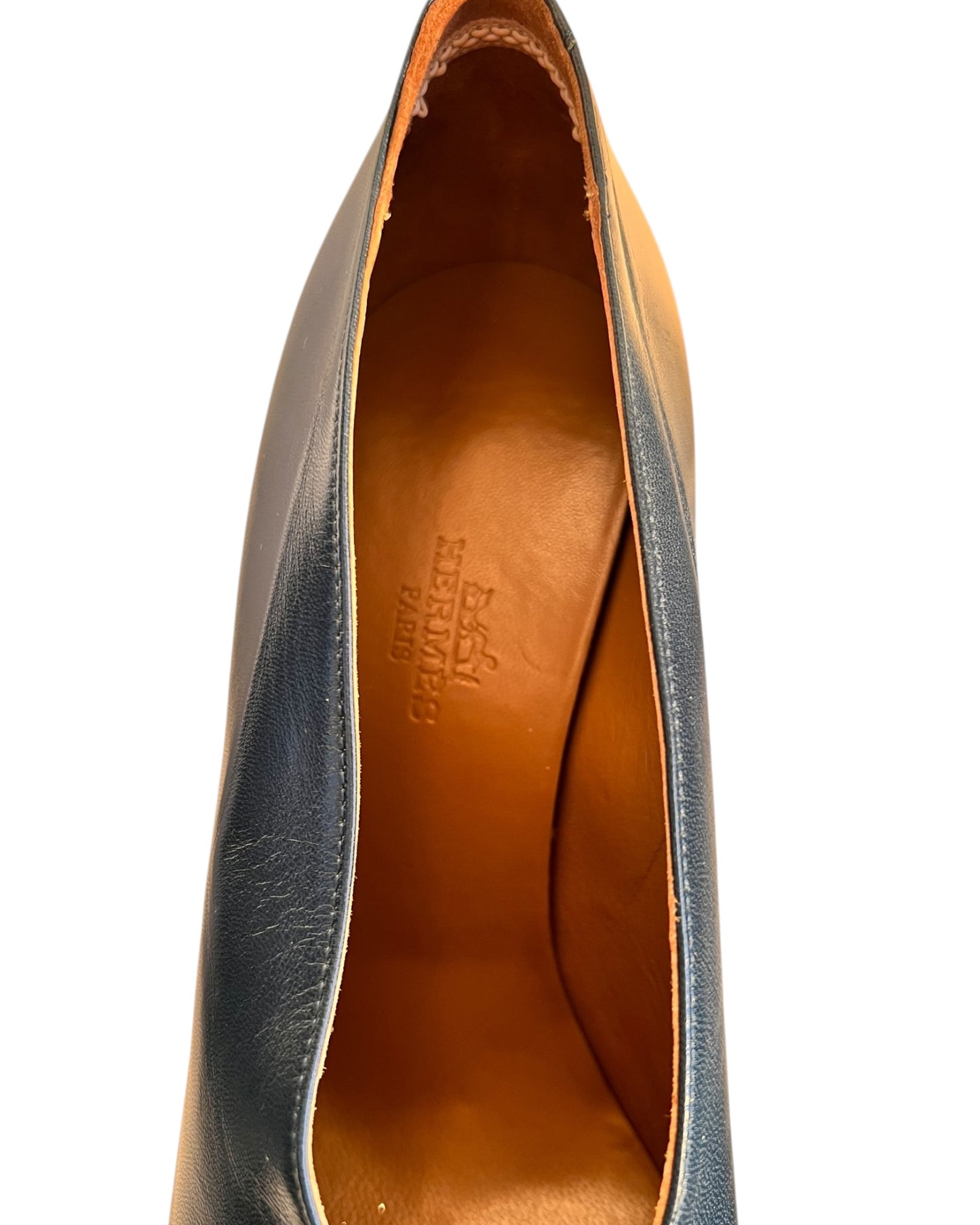 Hermès Peep Toe Heels – Dark Navy – Size 36.5 (Worn Once, Excellent Condition)