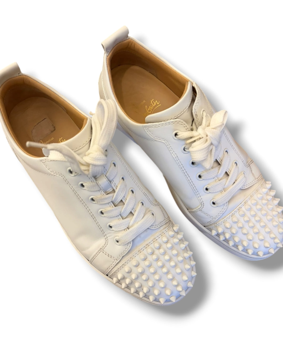 Christian Louboutin Louis Junior Spikes Flat Trainers – White
