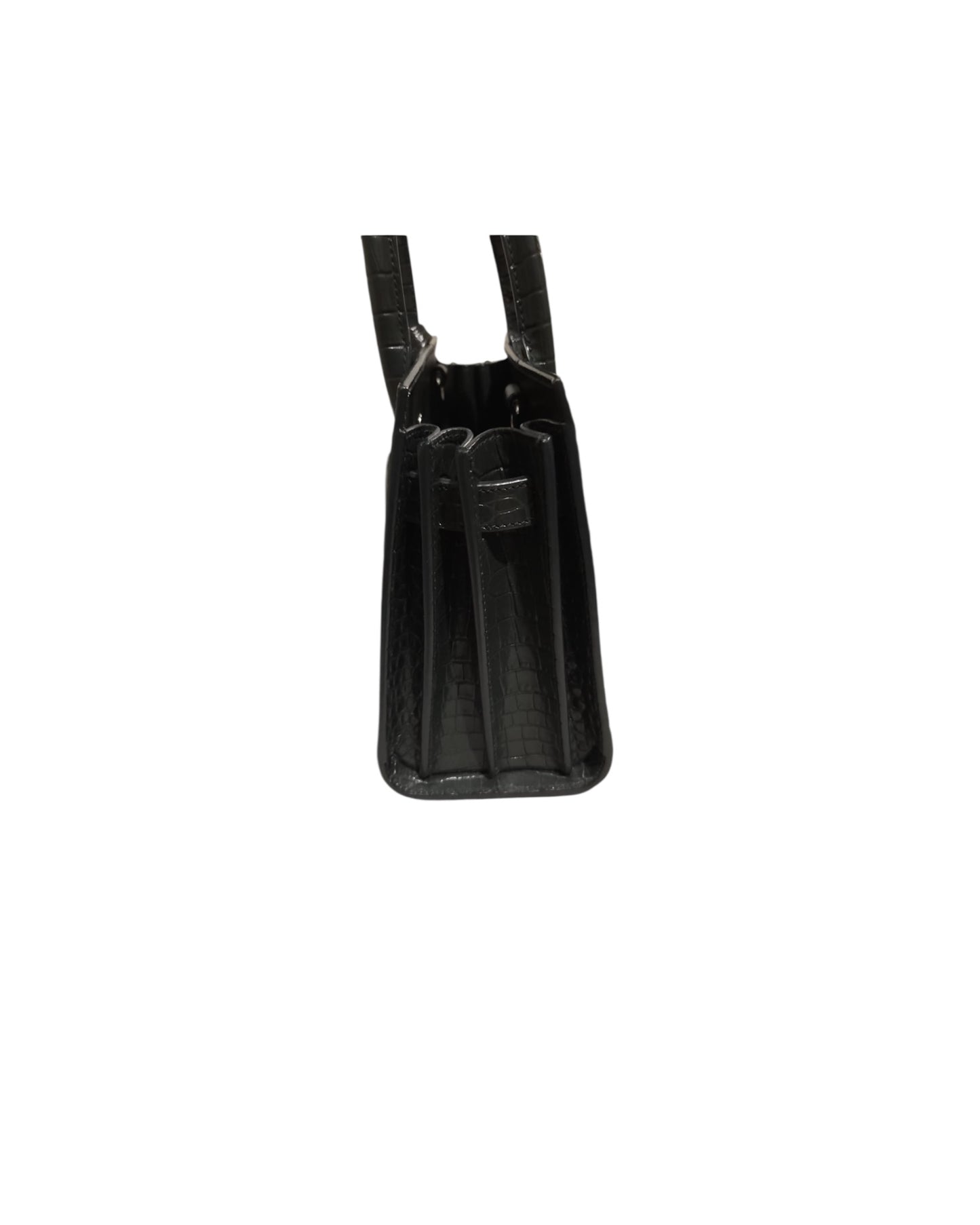 Saint Laurent Nano Sac de Jour Croc-Embossed Tote | Dark Green - The Luxury Savvy