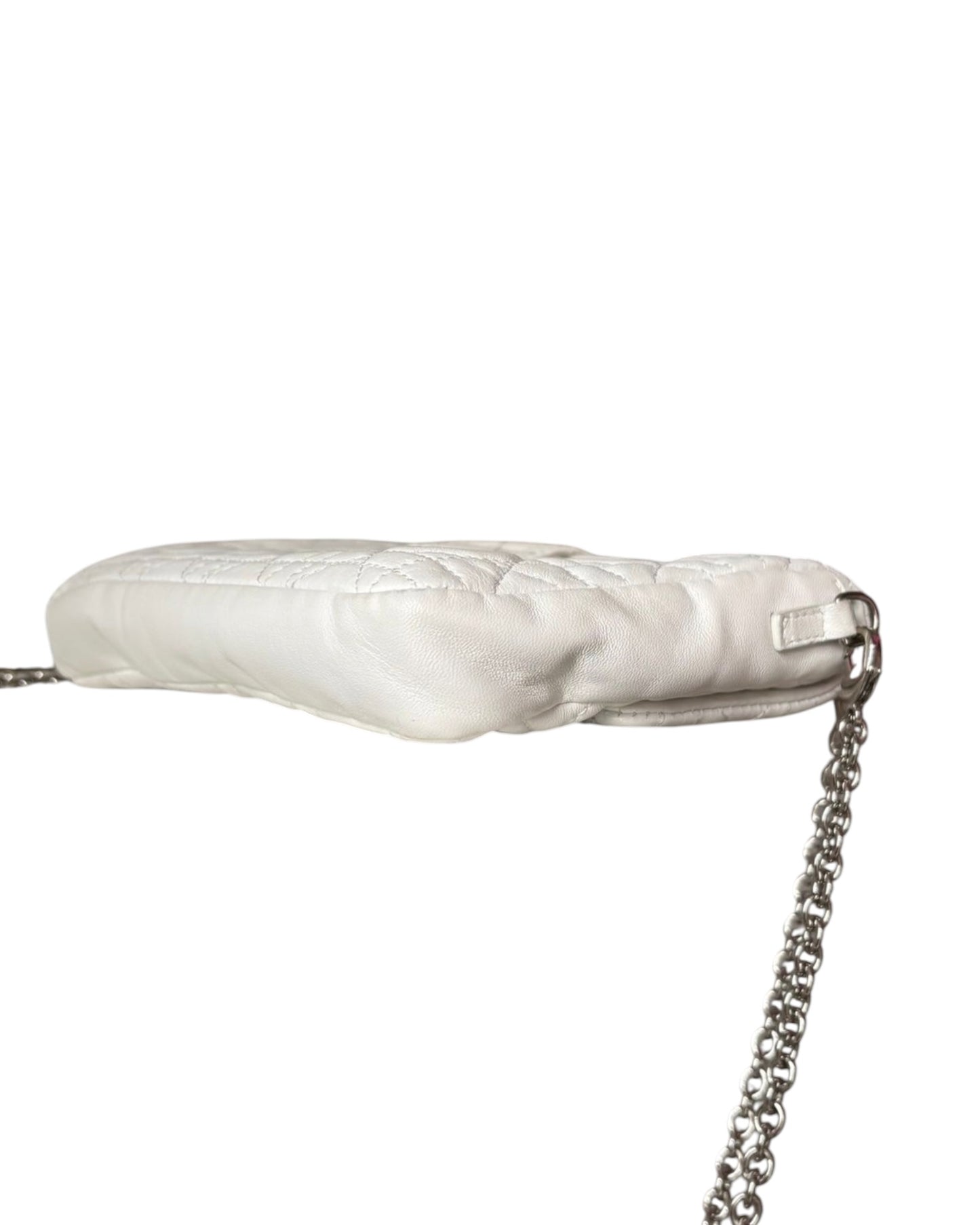 Christian Dior Miss Dior White Cannage Shoulder Bag | Silver Tone Hardware