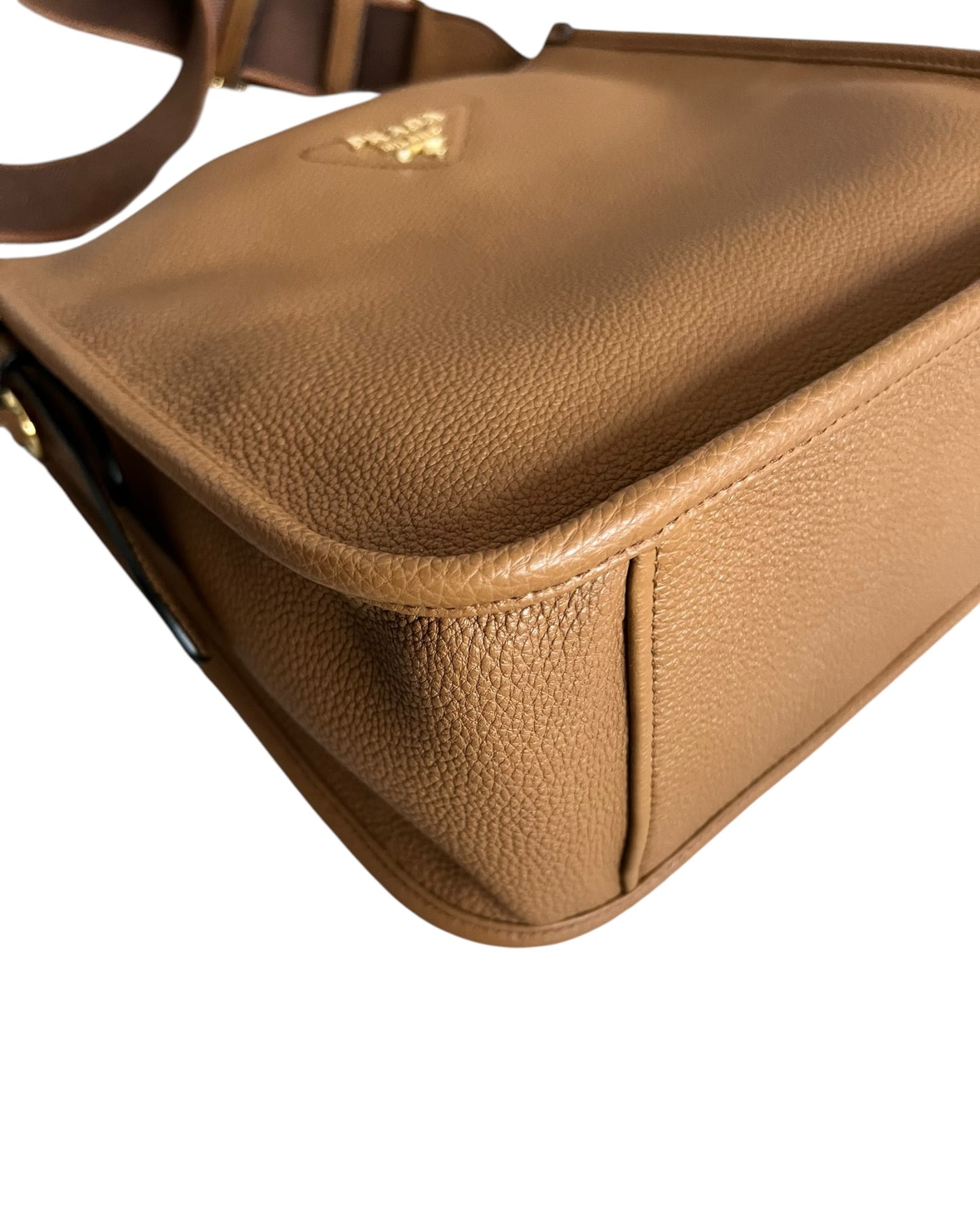 Prada Medium Leather Shoulder Bag - Tan - The Luxury Savvy