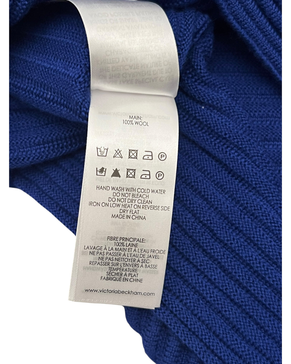 Victoria, Victoria Beckham Ribbed Wool Jumper – Cobalt Blue – Size M