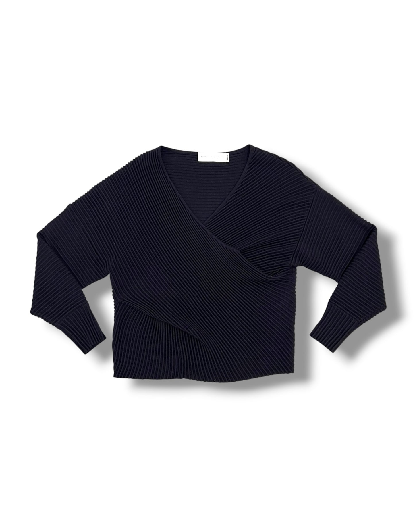 Victoria Beckham Black Ribbed Wrap Knit Jumper – Size L