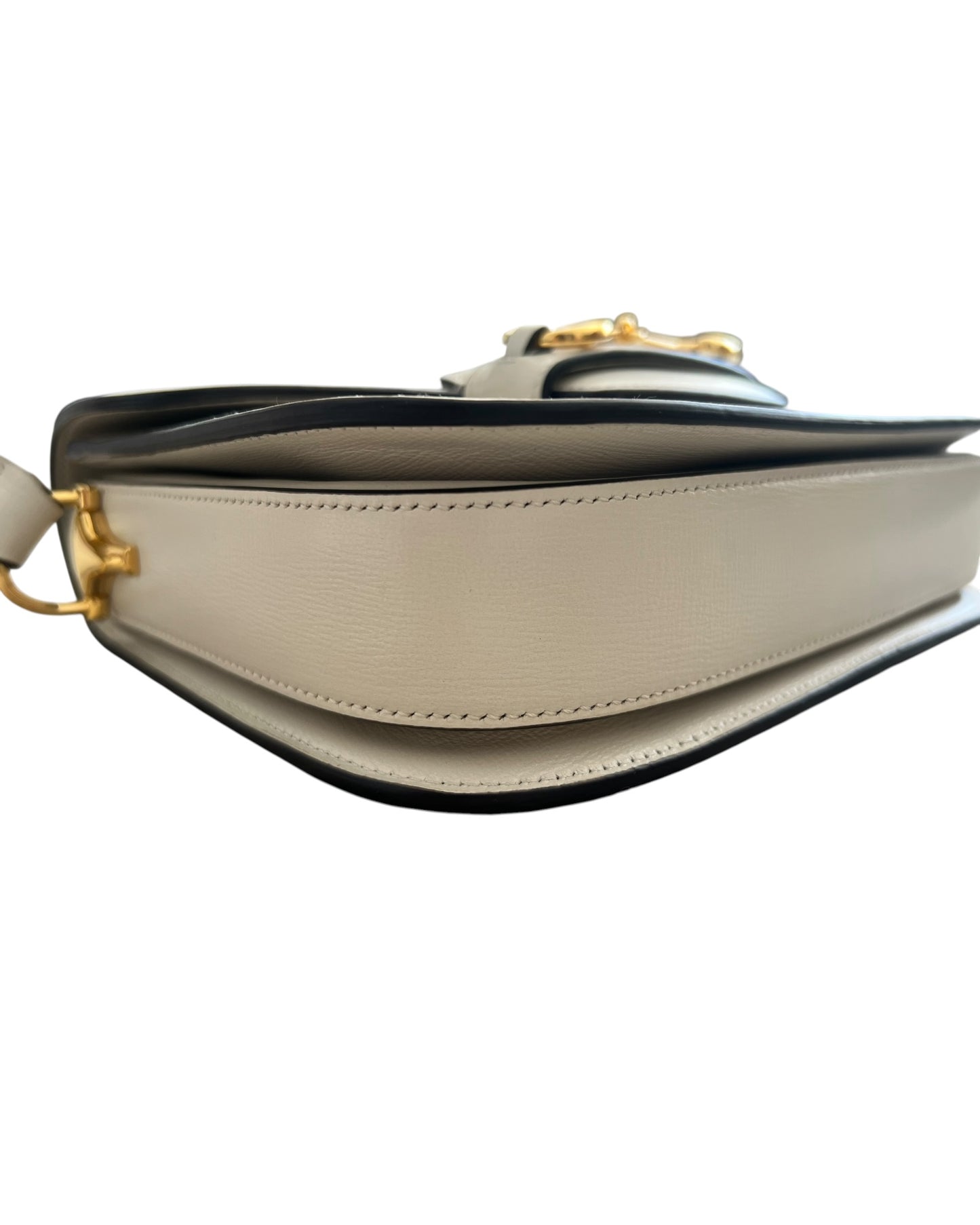 Gucci 1955 Horsebit Shoulder Bag in White Leather