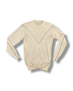 Céline Cashmere & Silk Detail Long-Sleeve Jumper – Cream – Size L
