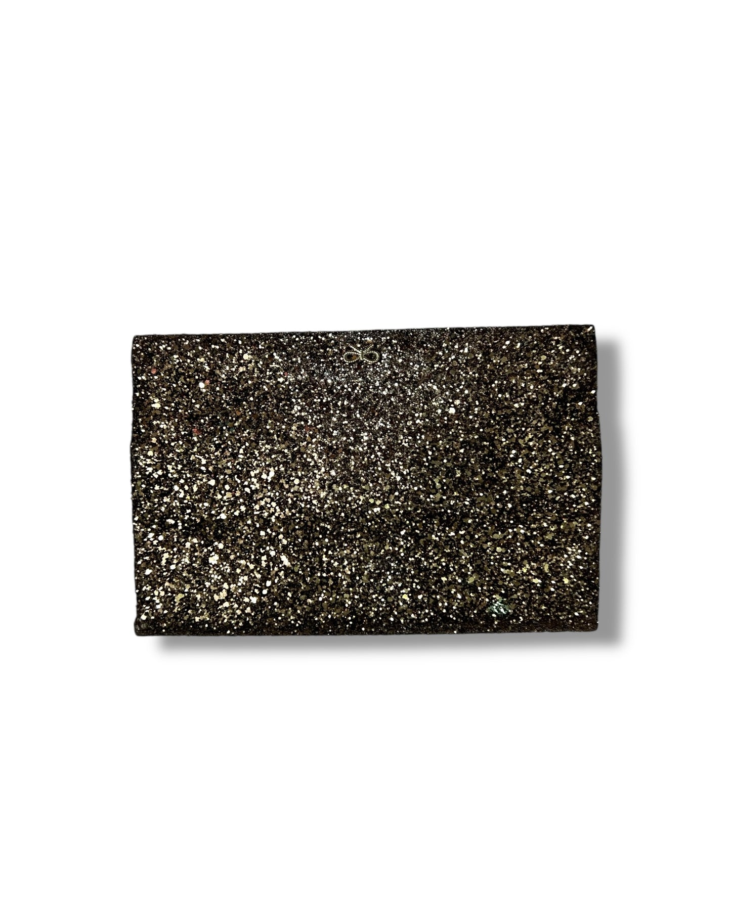 Anya Hindmarch Glitter Leather Clutch Bag Brown Silver Hardware Evening