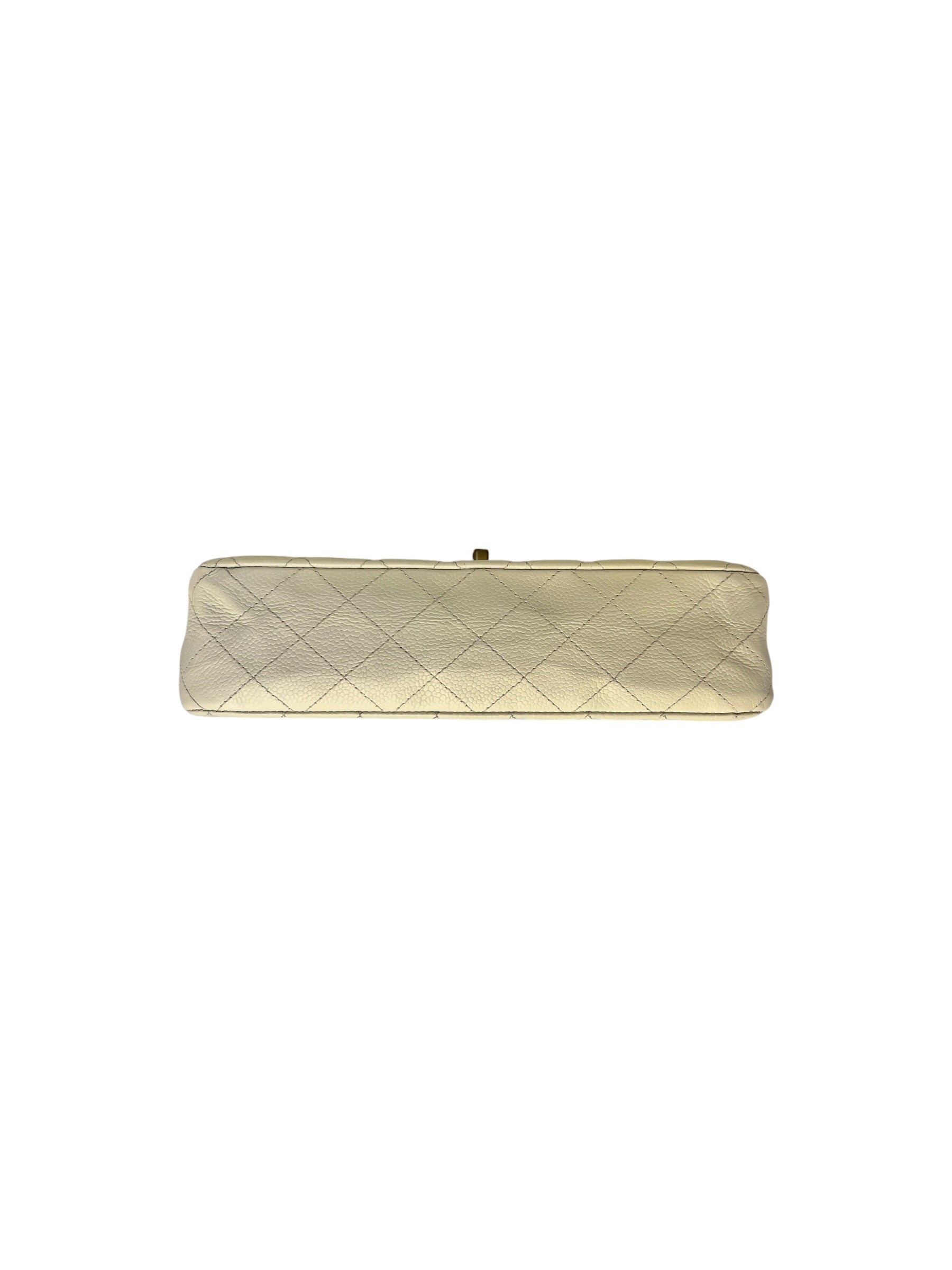 CHANEL Vintage Classic Double Flap Bag | Cream Caviar Leather | 24k Gold Plated Hardware - The Luxury Savvy