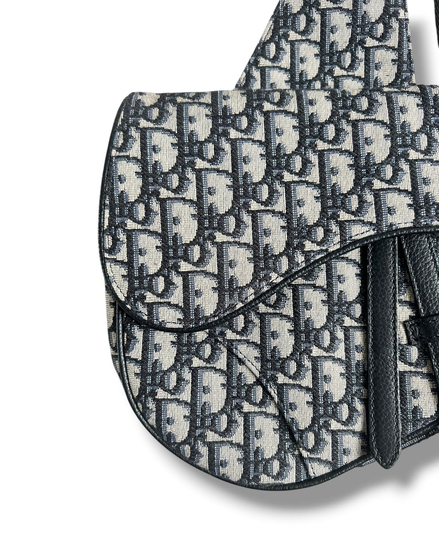 Christian Dior Saddle Bag – Beige & Black Dior Oblique Jacquard Crossbody Bag