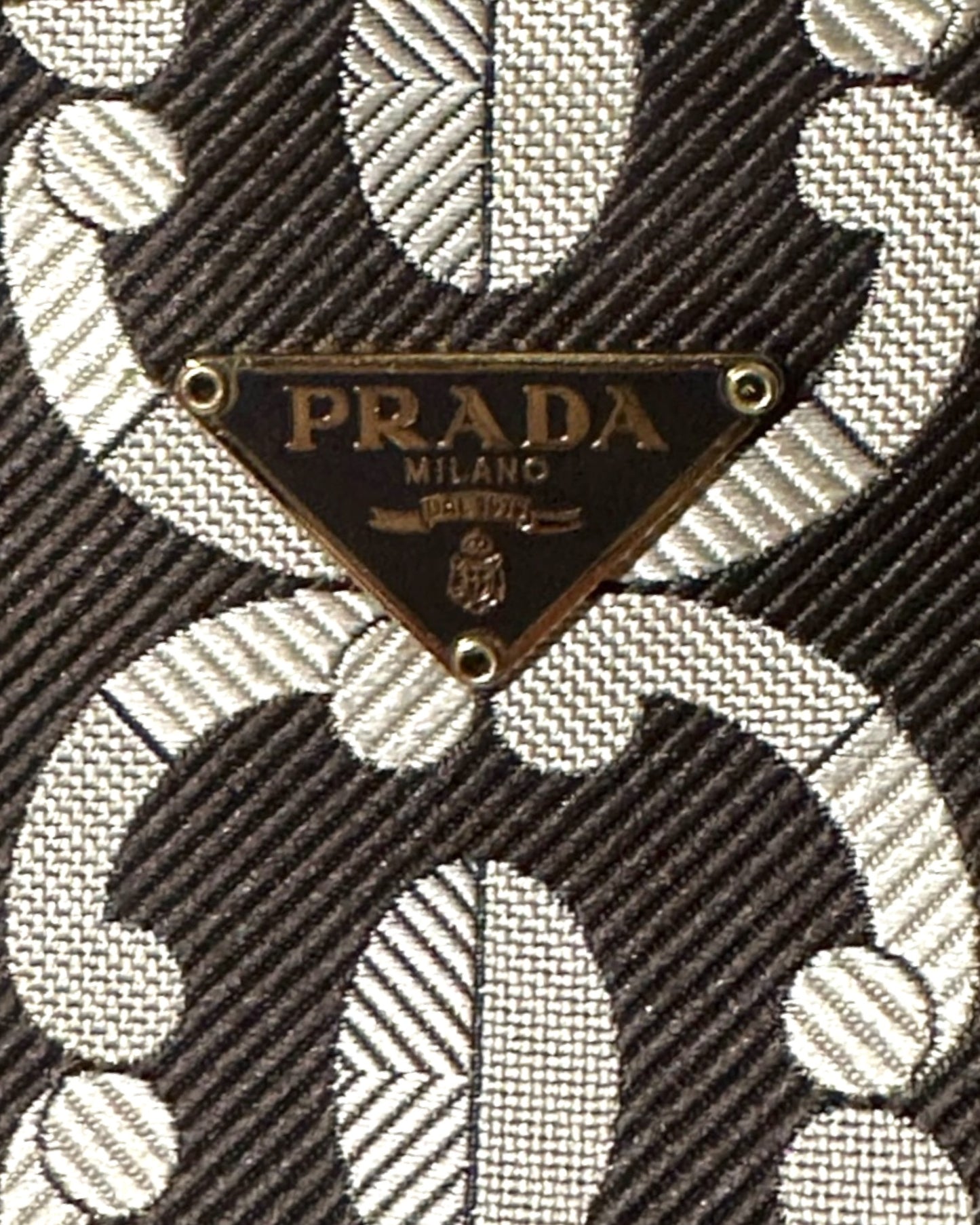 Prada Jacquard Knit Pouch – Geometric Print - The Luxury Savvy