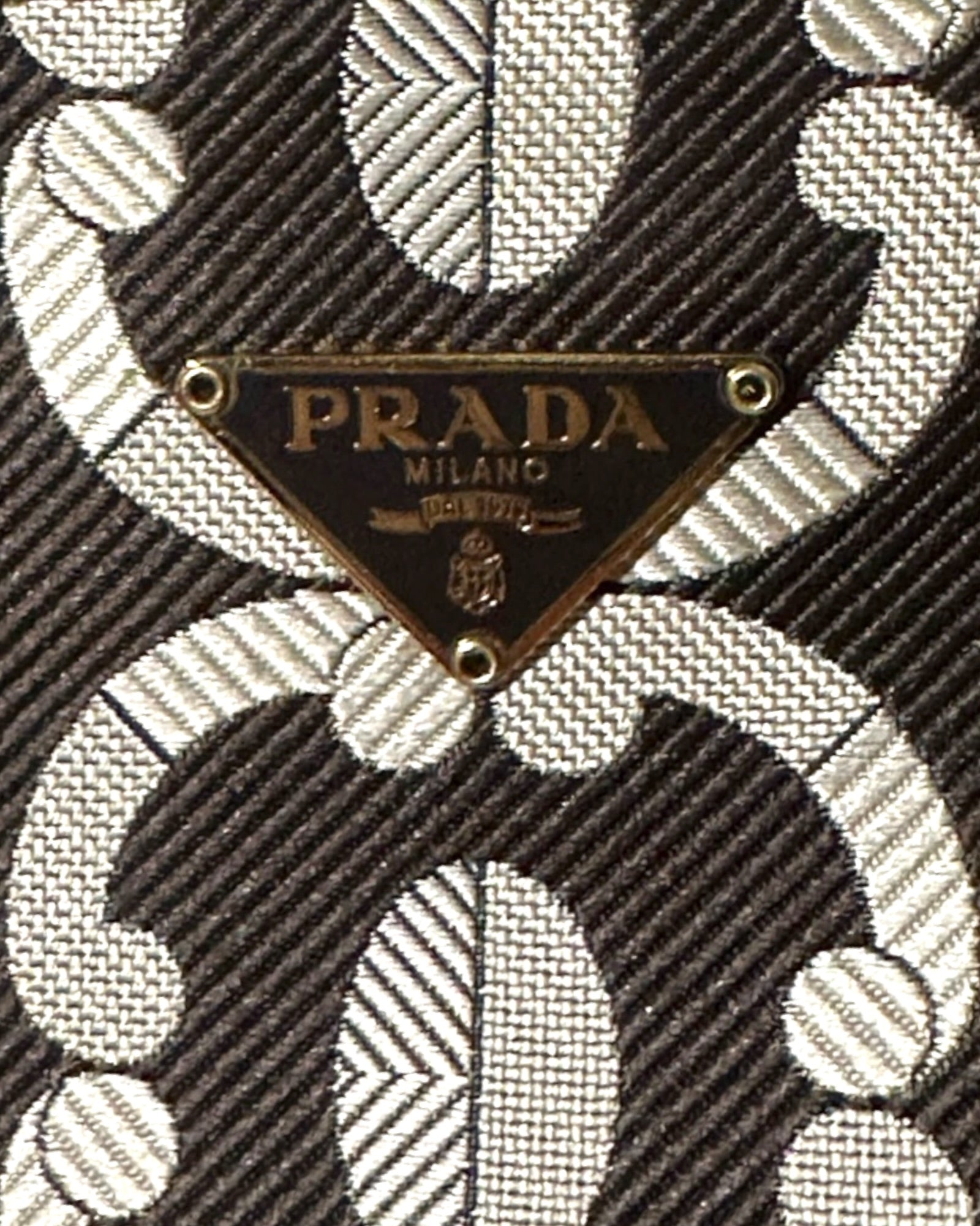 Prada Jacquard Knit Pouch – Geometric Print - The Luxury Savvy