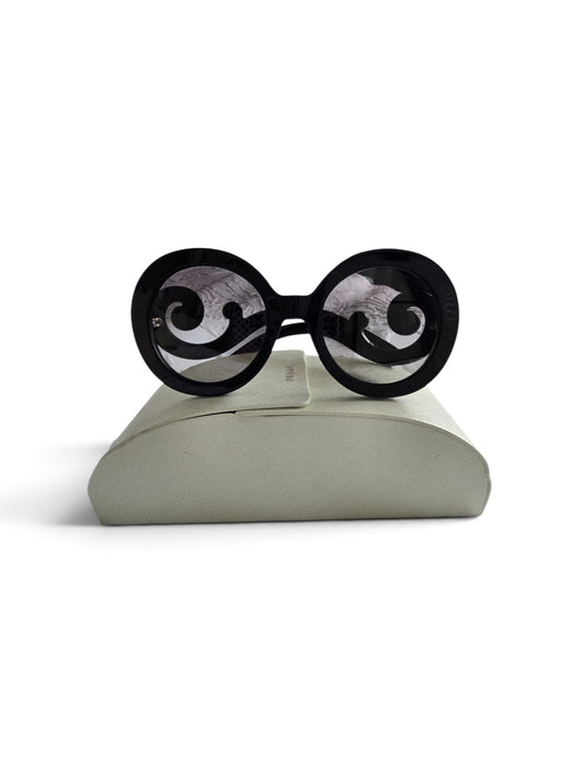 Prada Baroque Round Black Sunglasses