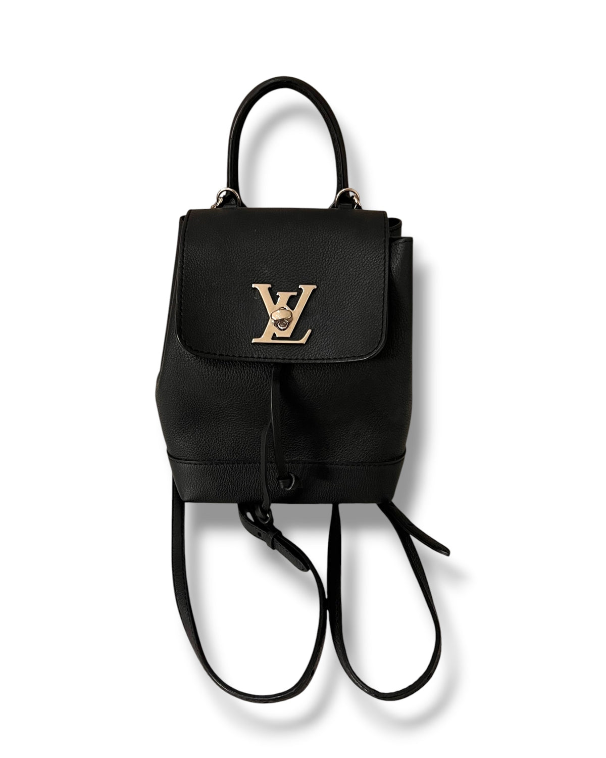 Louis Vuitton Lockme Backpack Black Leather Silver-Tone Hardware