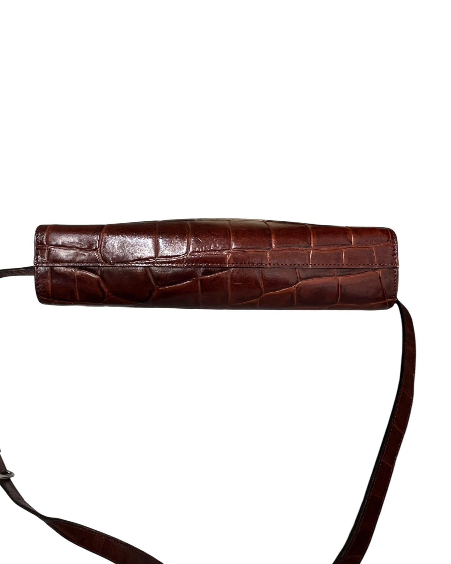 Vintage Croc-Embossed Structured Bag – Tan Colour