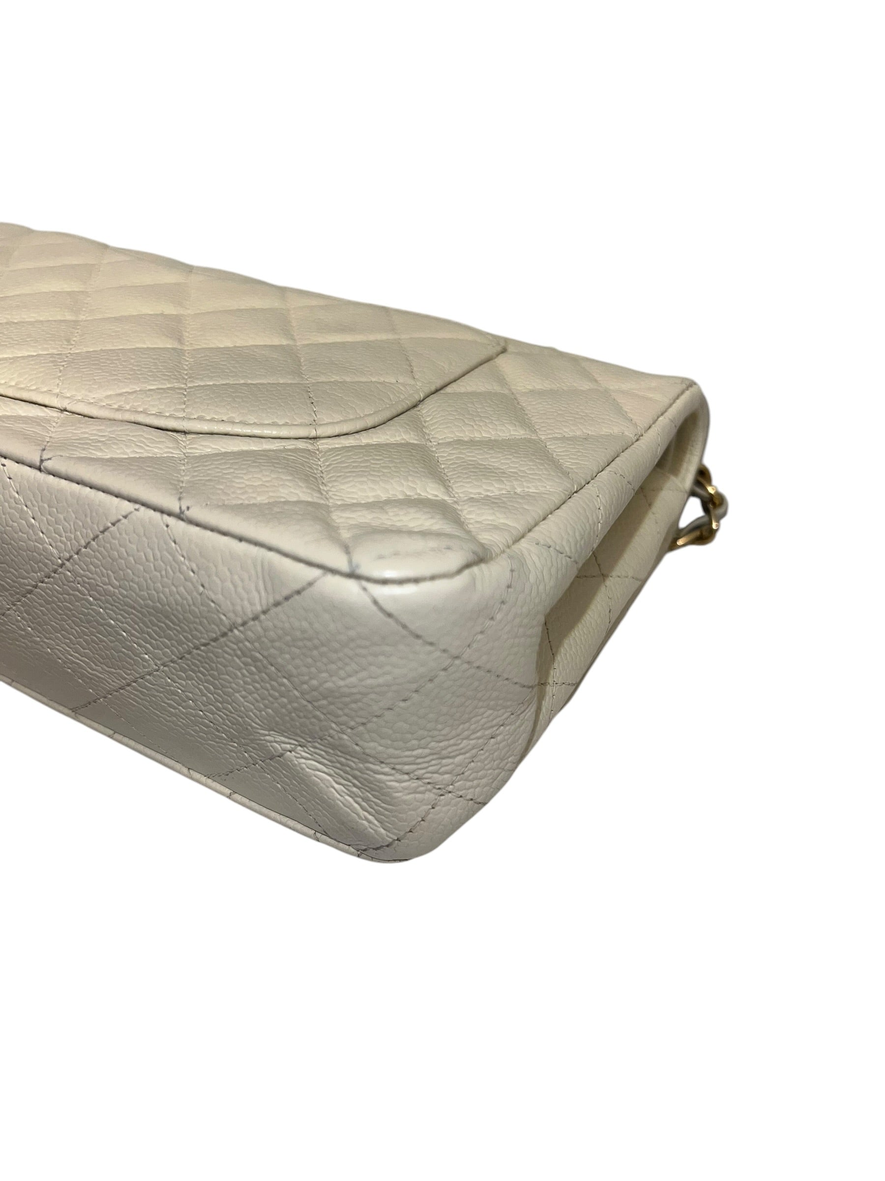 CHANEL Vintage Classic Double Flap Bag | Cream Caviar Leather | 24k Gold Plated Hardware - The Luxury Savvy