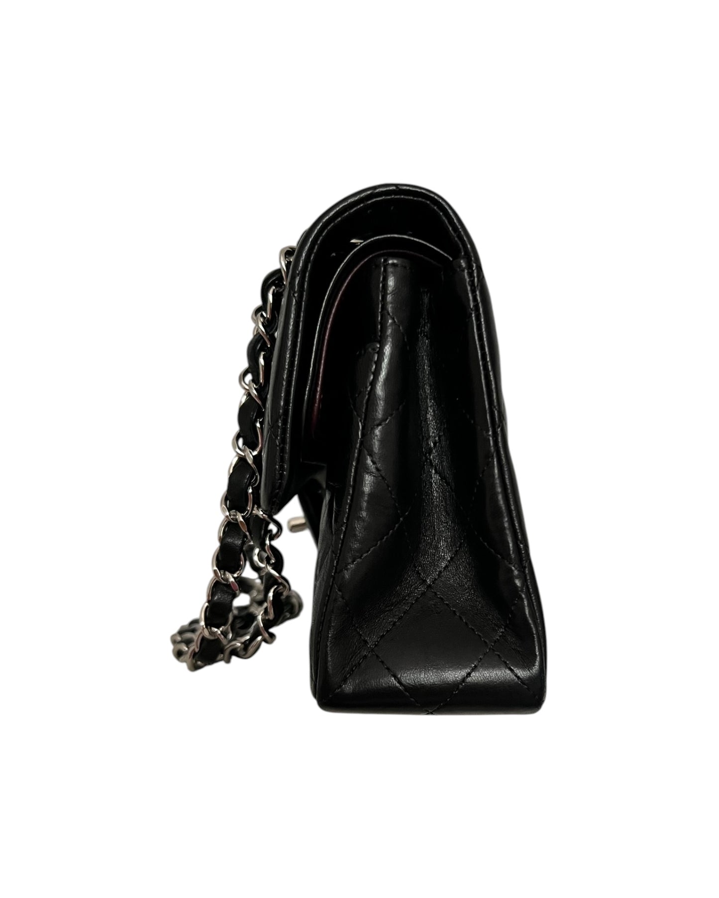 Chanel Small Classic Flap Black Lambskin Silver Tone Hardware