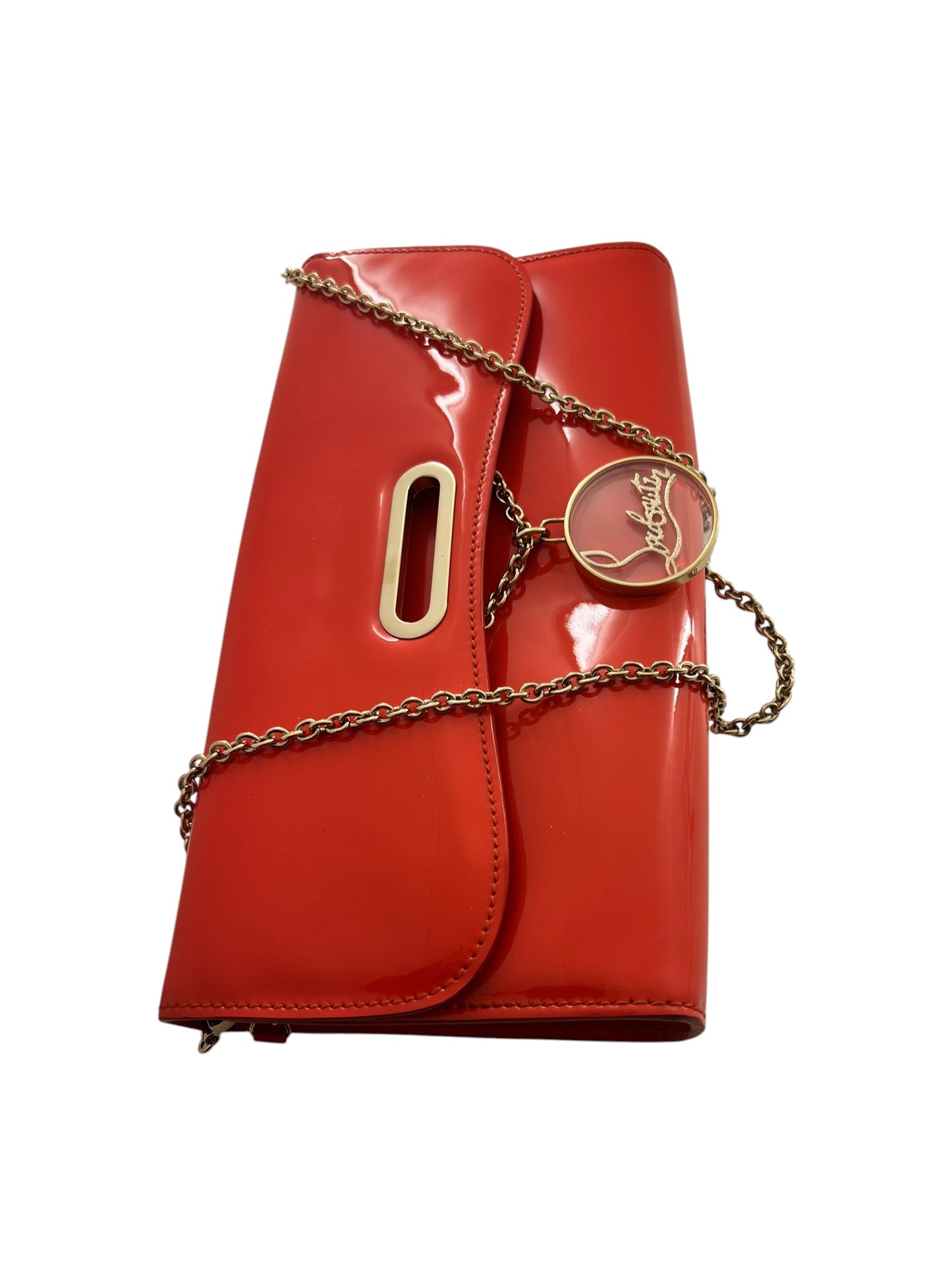 Christian Louboutin Riviera Clutch – Red Patent Calf - Gold Tone Hardware