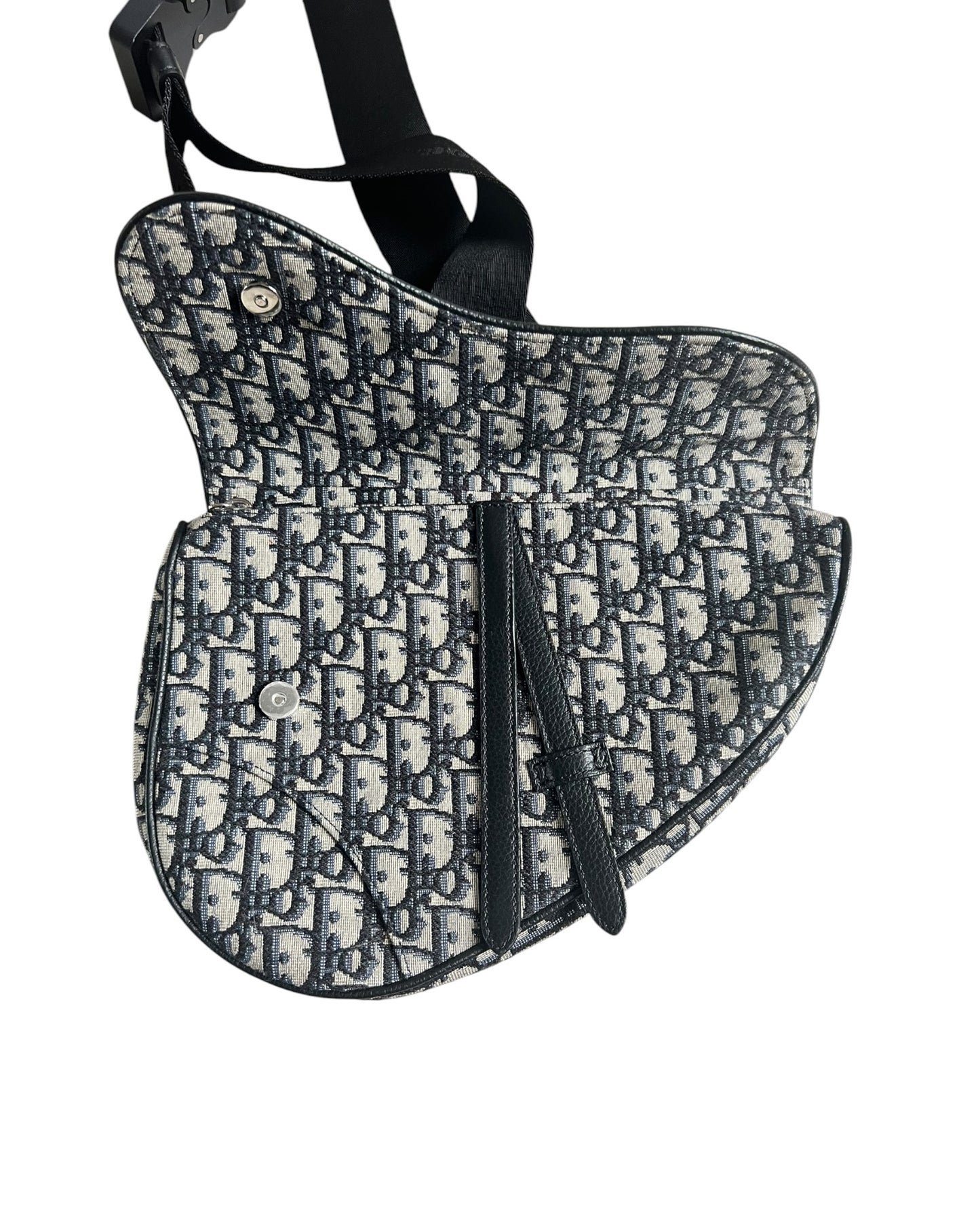 Christian Dior Saddle Bag – Beige & Black Dior Oblique Jacquard Crossbody Bag
