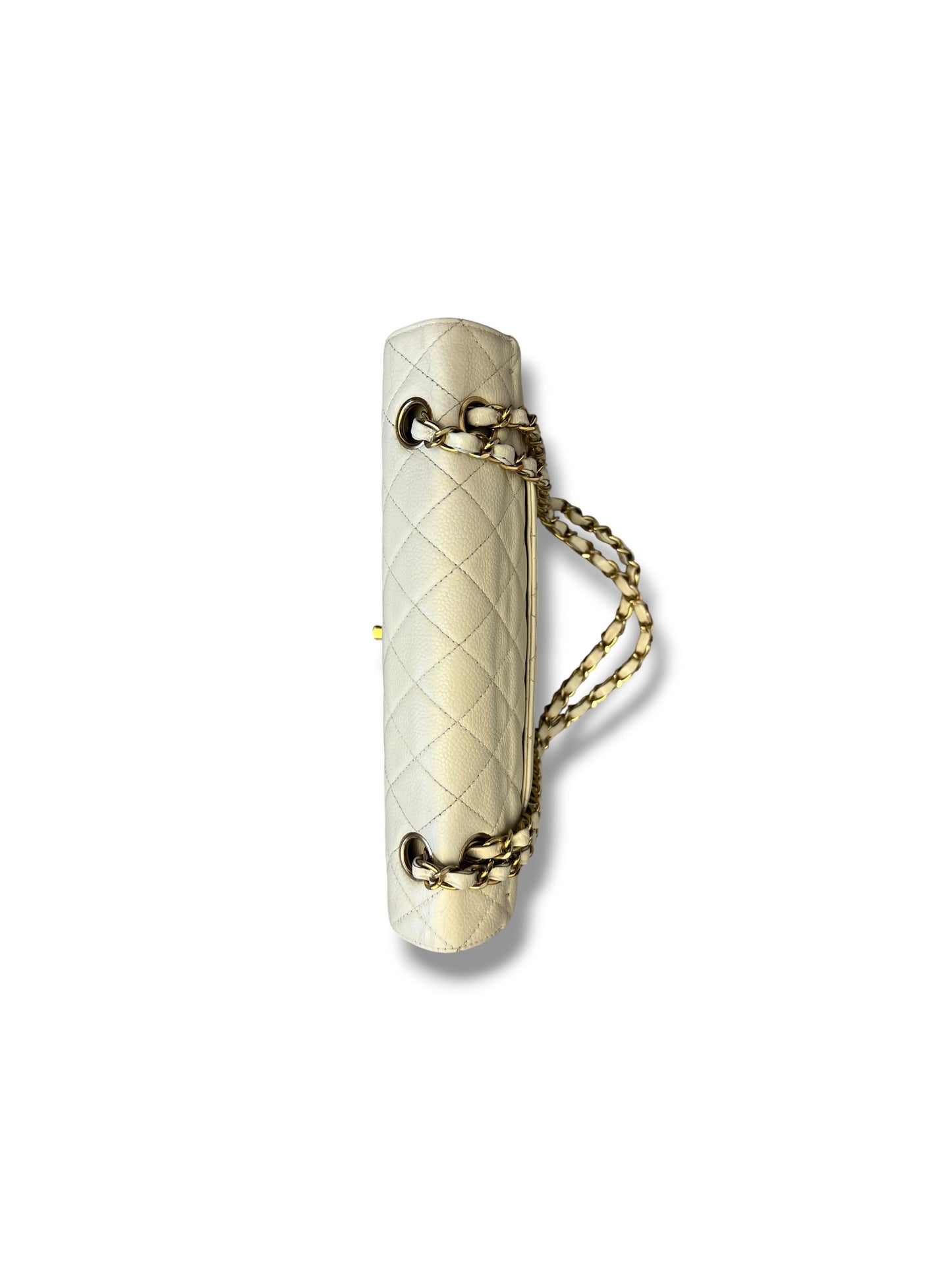 CHANEL Vintage Classic Double Flap Bag | Cream Caviar Leather | 24k Gold Plated Hardware - The Luxury Savvy