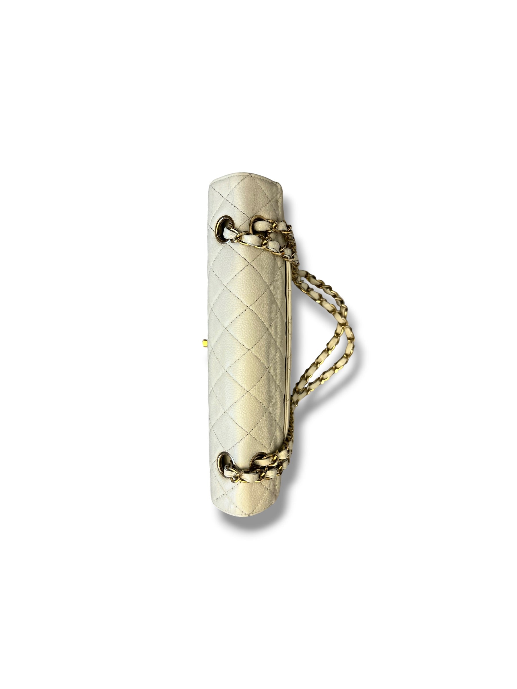 CHANEL Vintage Classic Double Flap Bag | Cream Caviar Leather | 24k Gold Plated Hardware - The Luxury Savvy