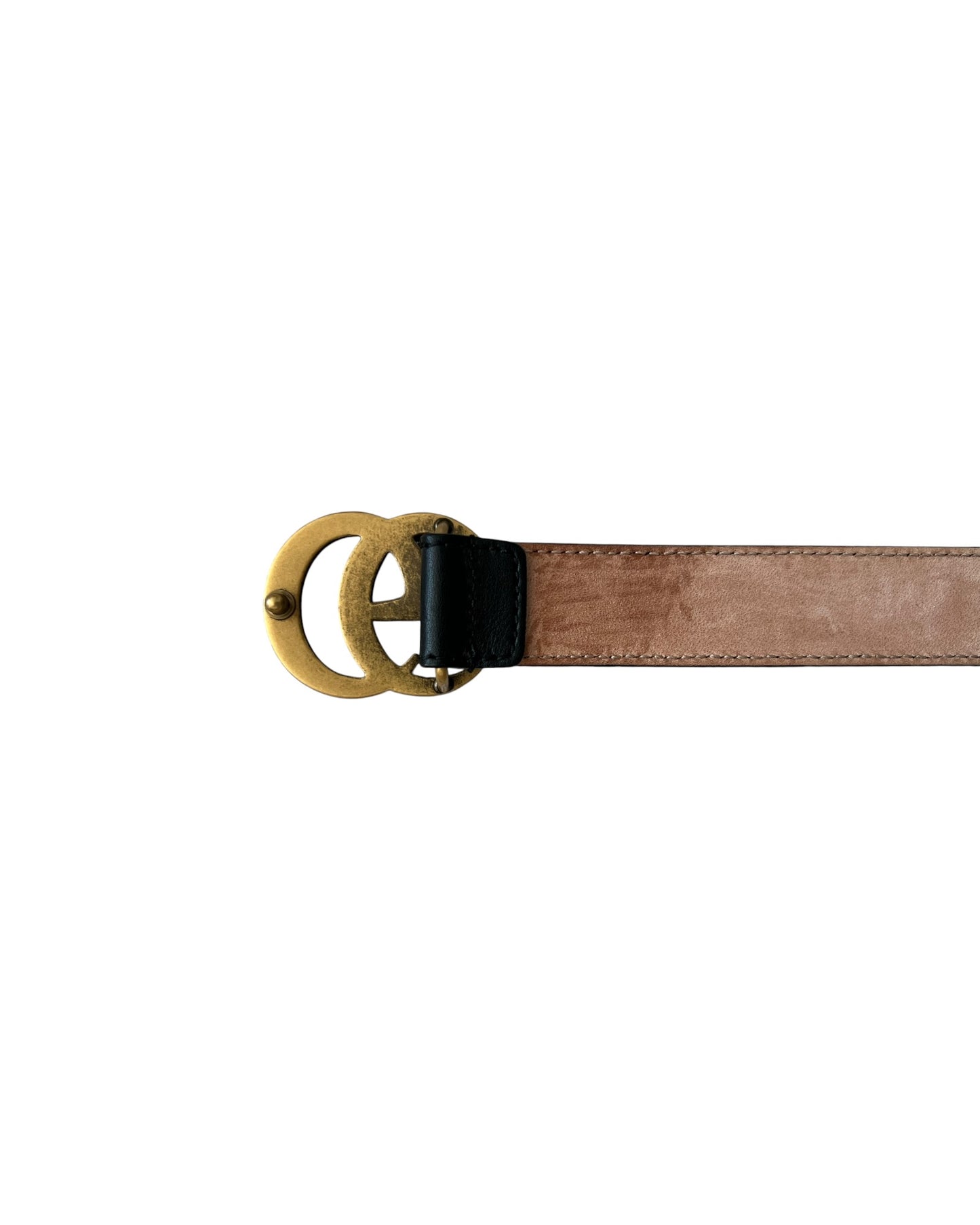Gucci GG Marmont Leather Belt – Black | Antique Gold