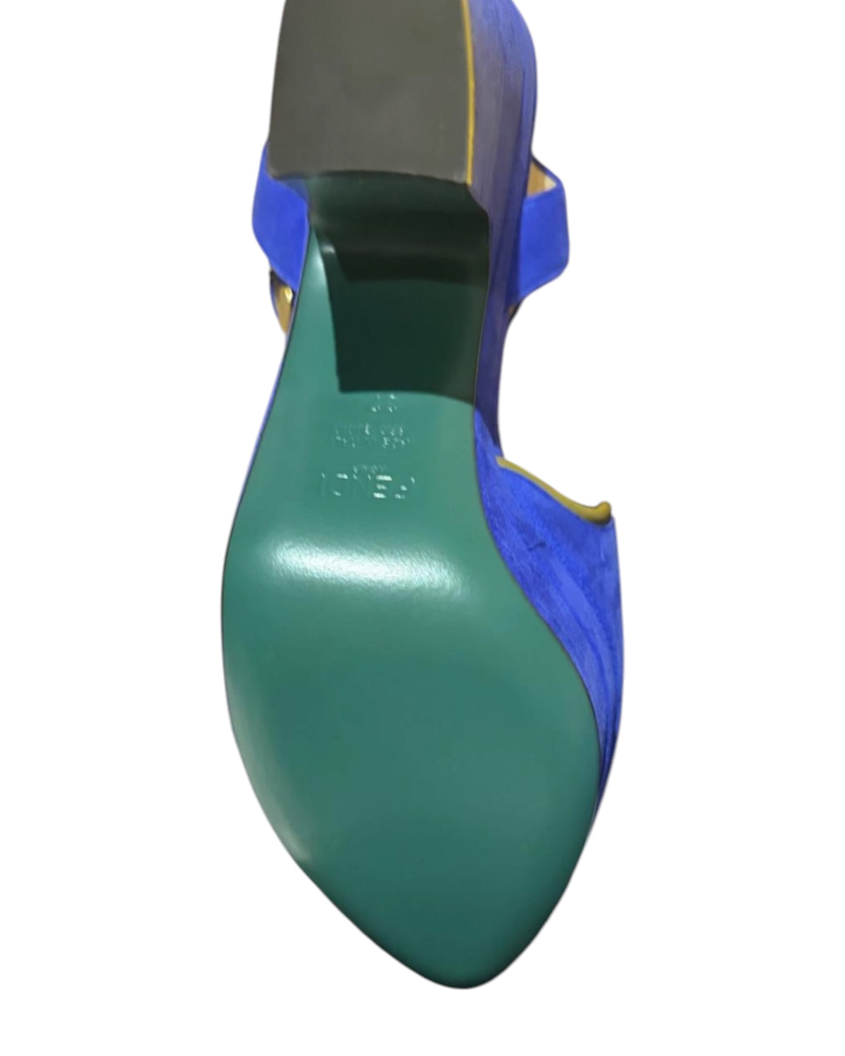 Fendi Suede Platform Slingback Heels – Electric Blue