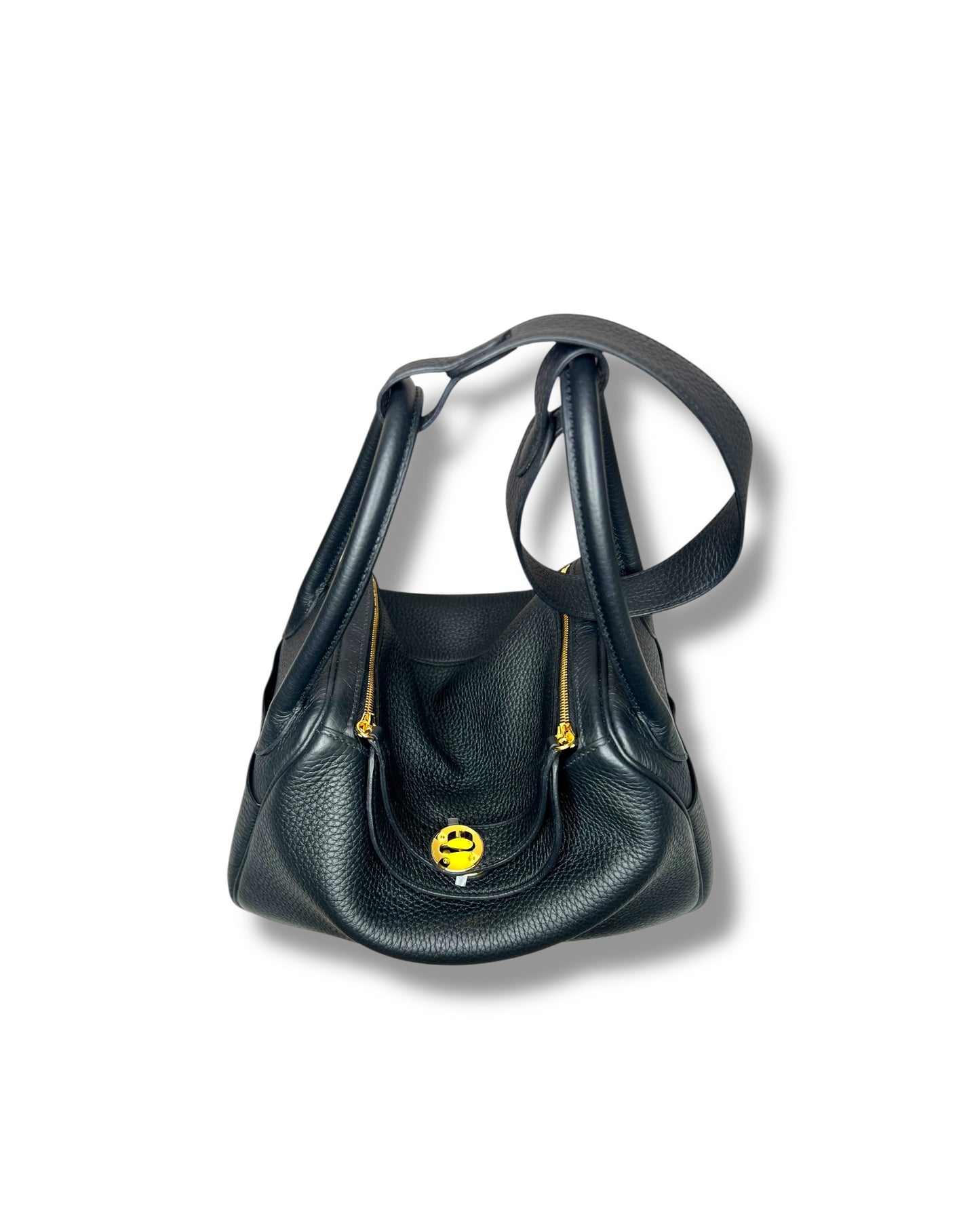 Hermès Lindy 26 – Black Clemence Leather with Gold Hardware (K Stamp 2025)