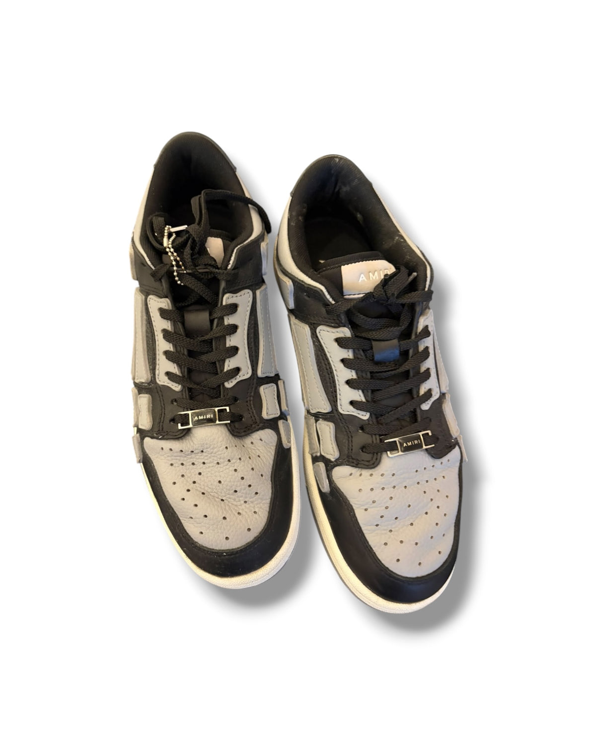 Amiri Skel Top Low Leather Trainers – Black/Grey