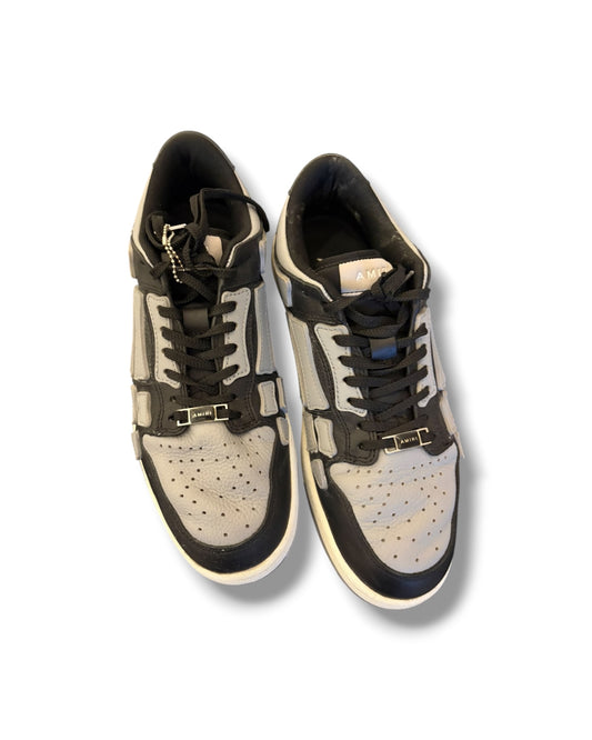 Amiri Skel Top Low Leather Trainers – Black/Grey - The Luxury Savvy