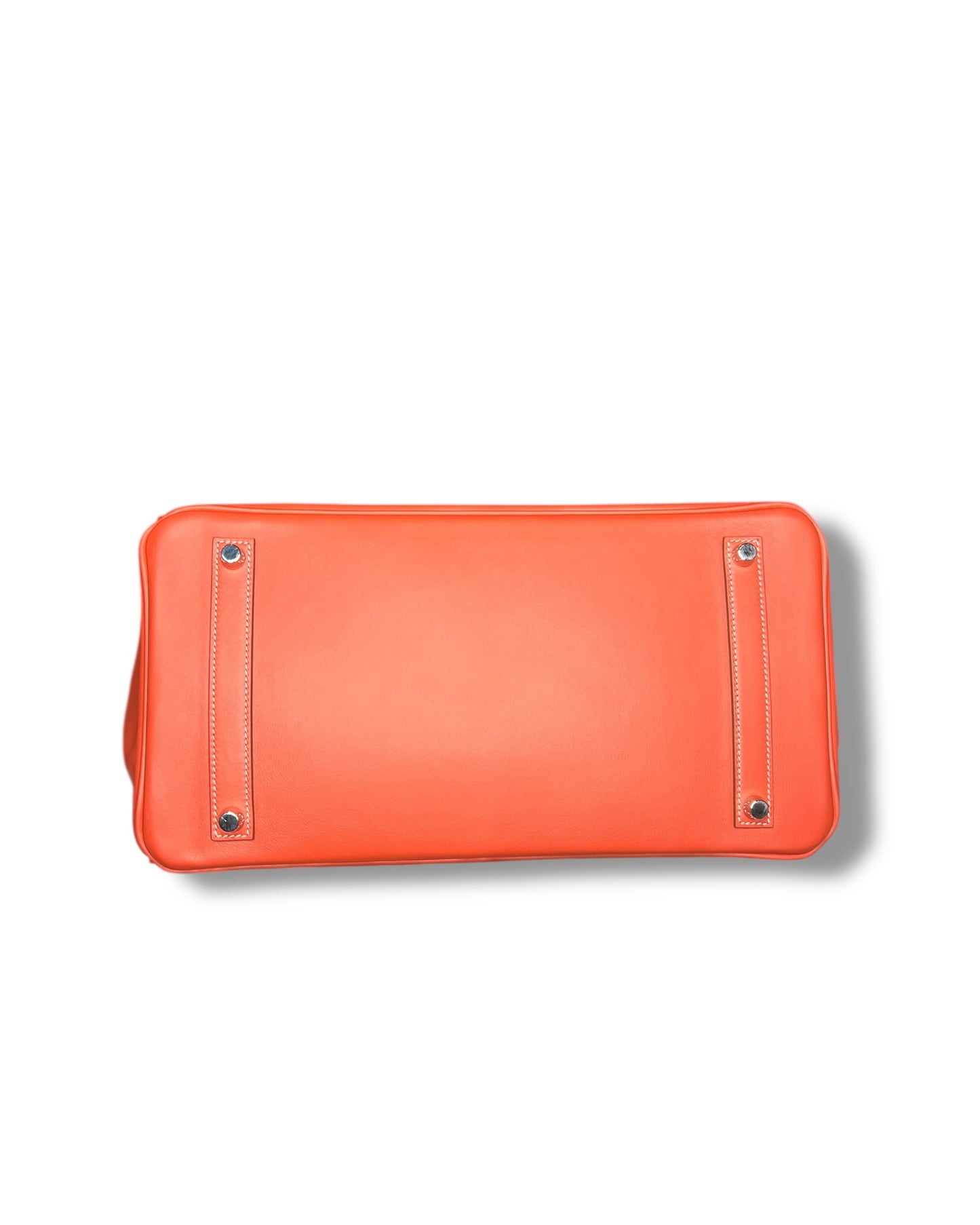 Hermès Birkin 35 Ghillies – Sanguine Swift with Toile Panels, Palladium Hardware – 2015 (T Stamp)