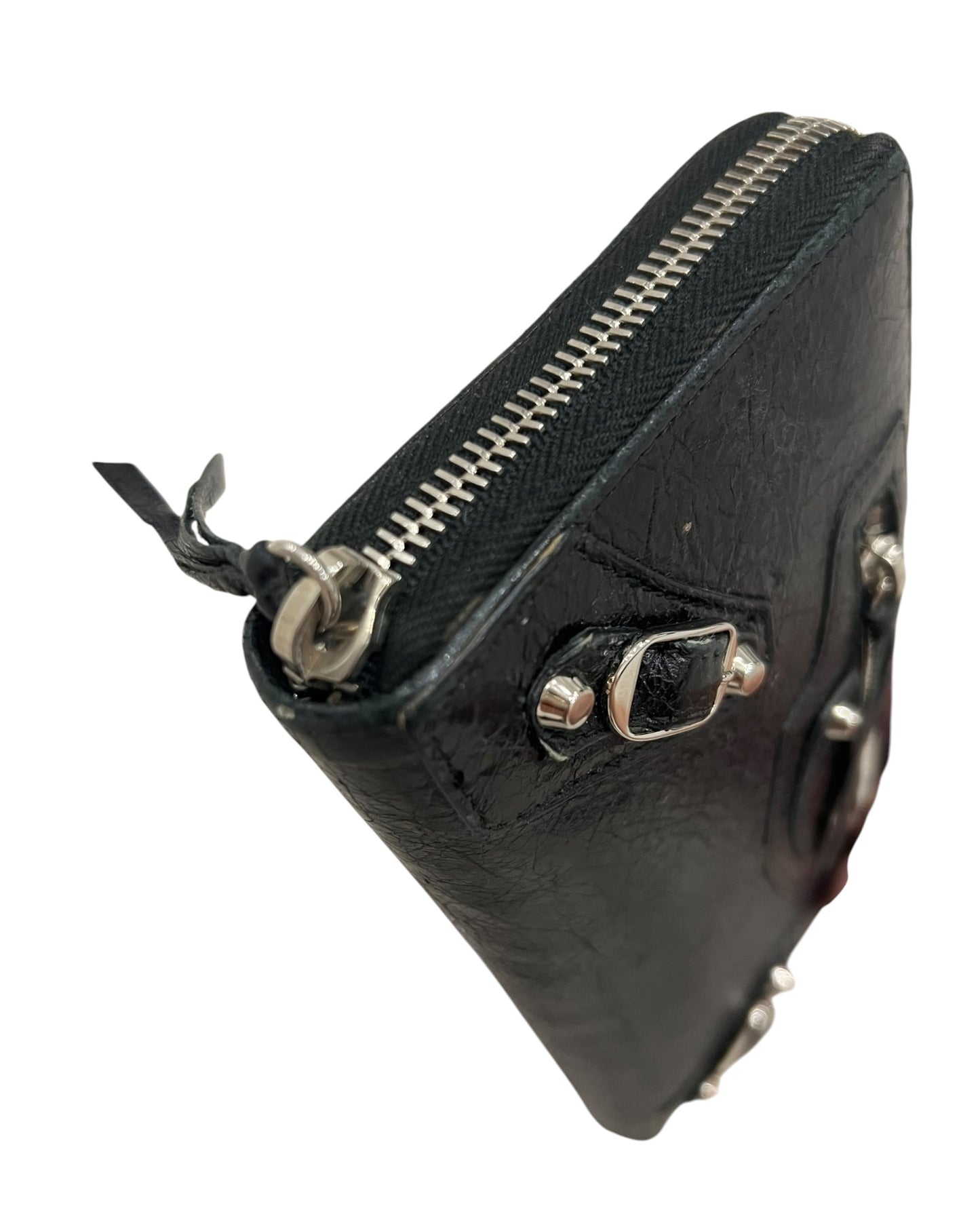 Balenciaga Classic Zip Around Wallet - Black Leather