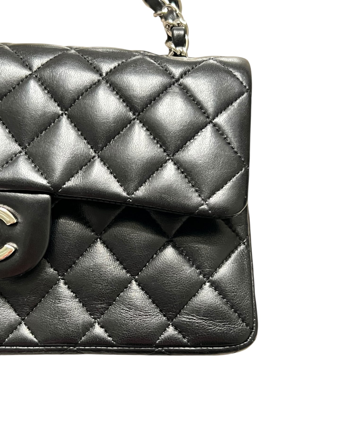 Chanel Small Classic Flap Black Lambskin Silver Tone Hardware