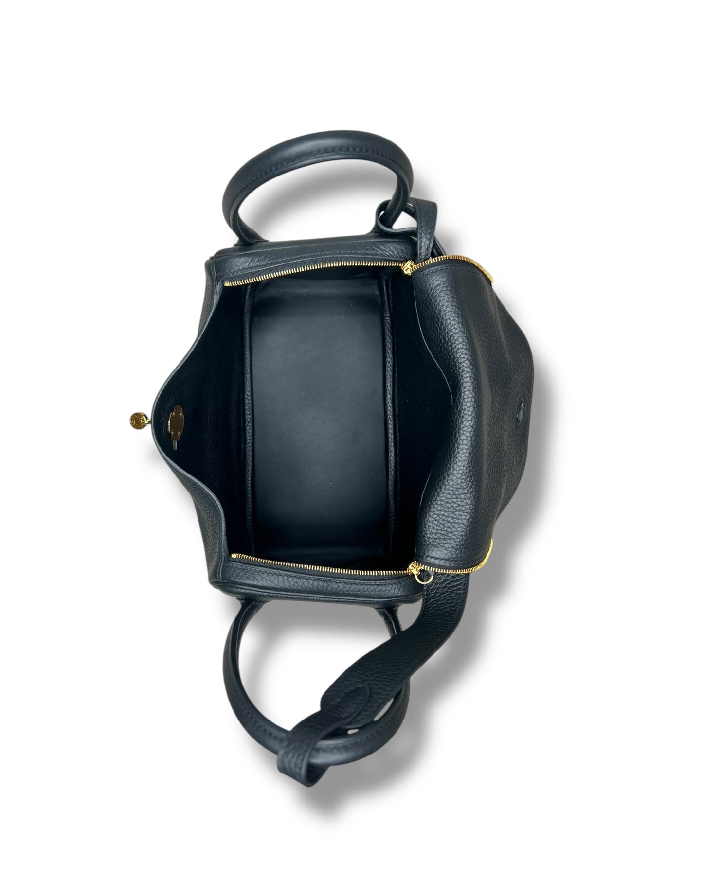 Hermès Lindy 26 – Black Clemence Leather with Gold Hardware (K Stamp 2025)