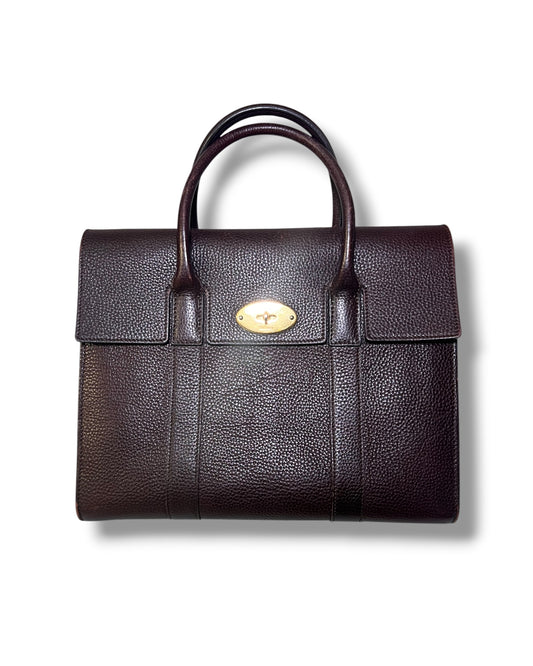 Mulberry Bayswater with Strap in Oxblood Grained Leather – Gold Hardware - The Luxury Savvy