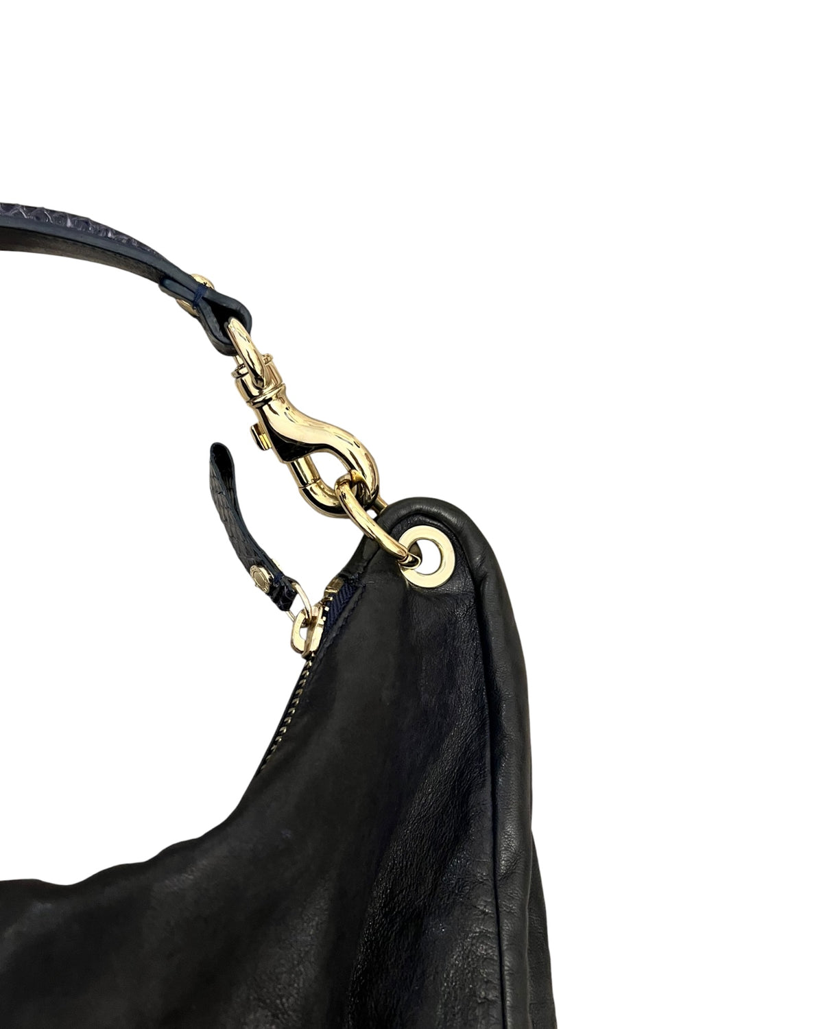 Jimmy Choo Navy Leather Hobo Shoulder Bag