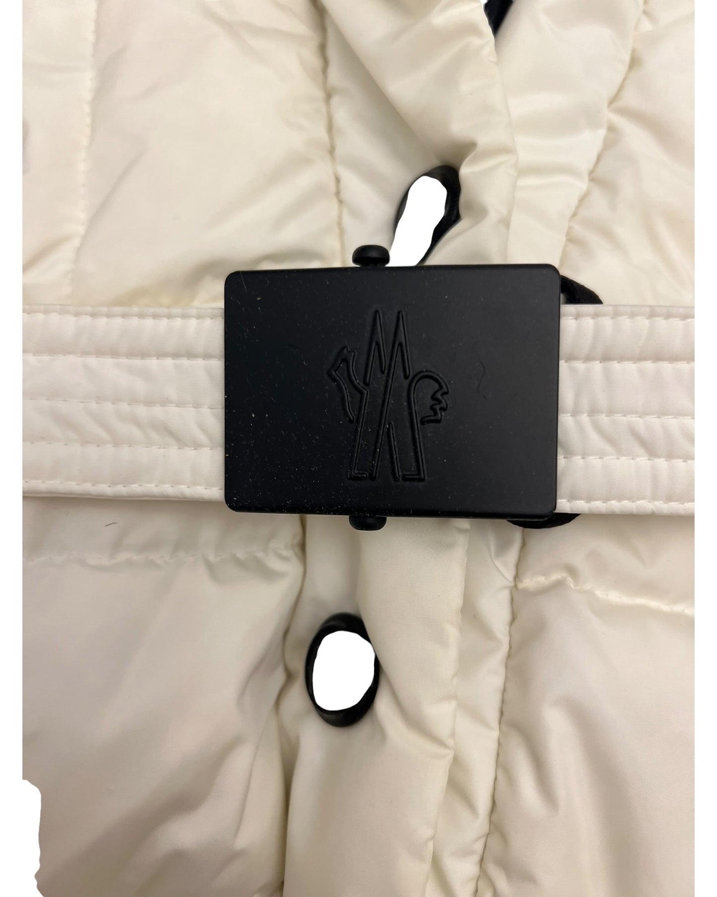 Moncler Grenoble White Down Ski Jacket with Black Fur-Trimmed Hood