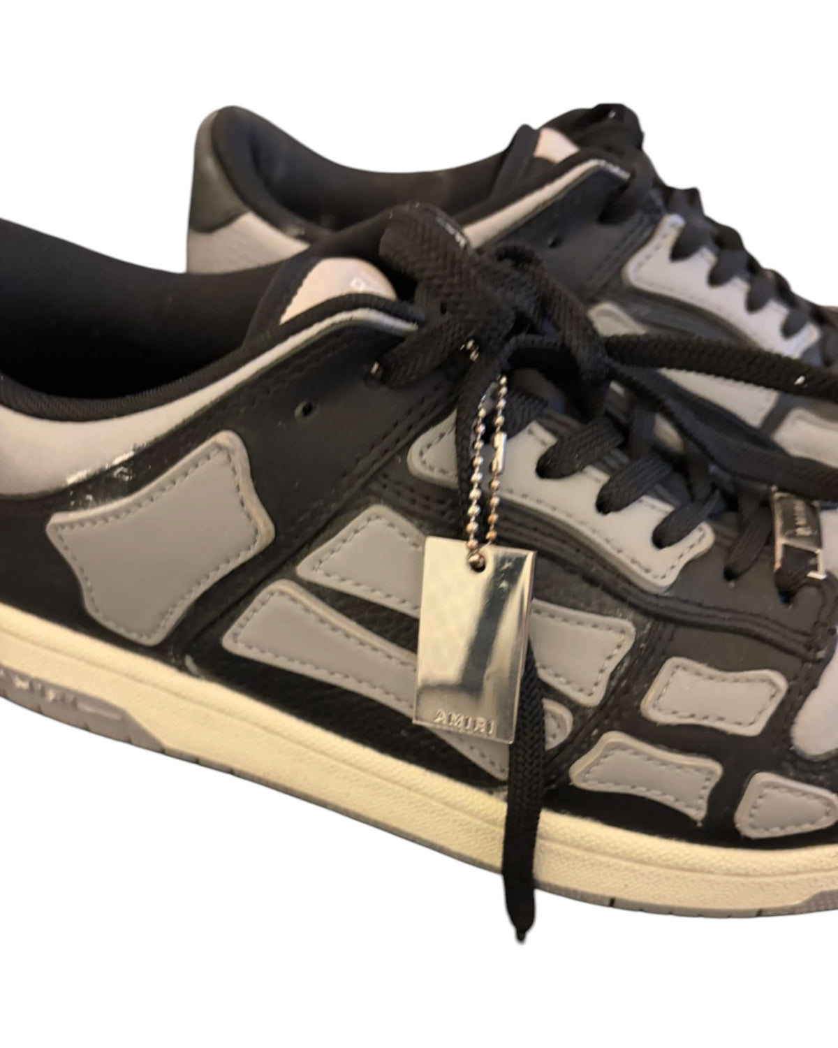 Amiri Skel Top Low Leather Trainers – Black/Grey