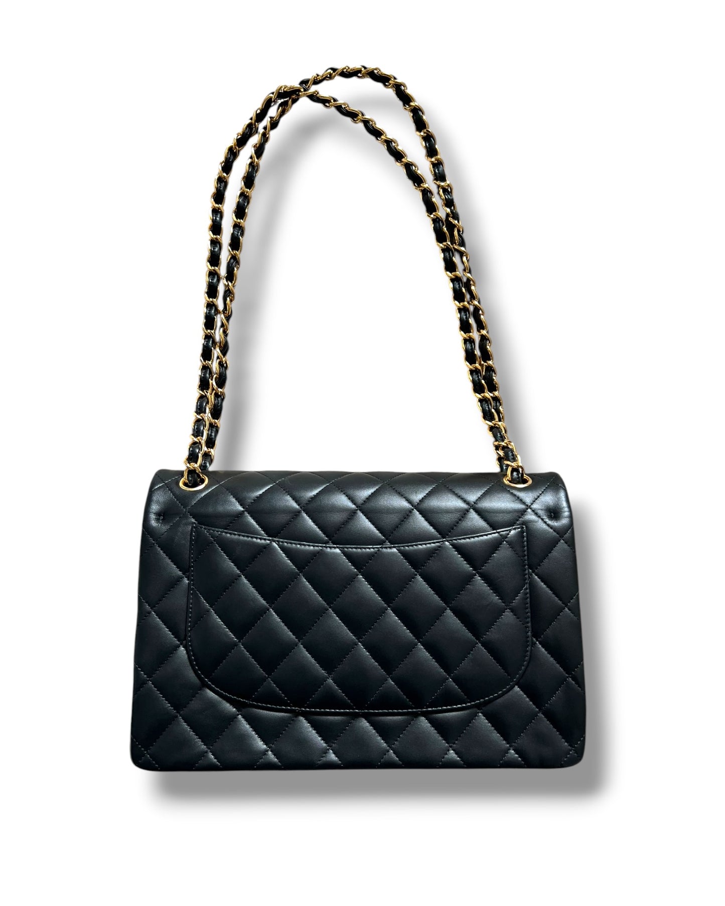 Chanel Classic Flap Jumbo – Black Lambskin Leather – Gold-Tone Hardware