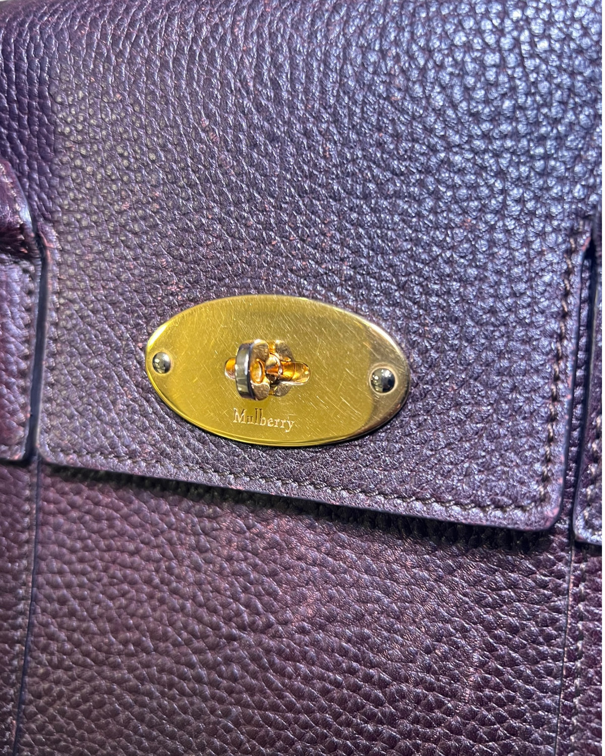 Mulberry Bayswater with Strap in Oxblood Grained Leather – Gold Hardware