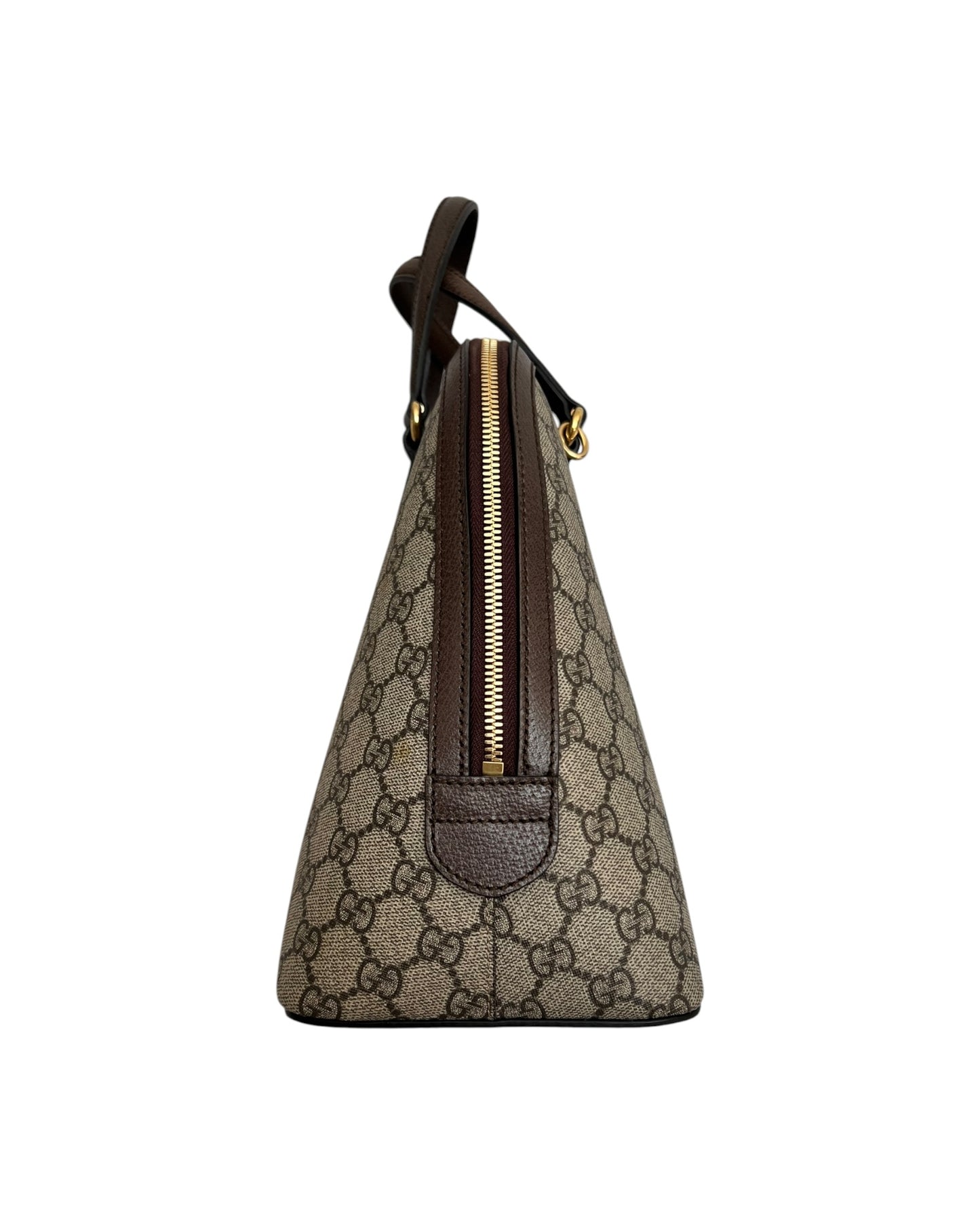 Gucci Ophidia GG Supreme Medium Top Handle Bag Beige Canvas & Brown Leather - The Luxury Savvy