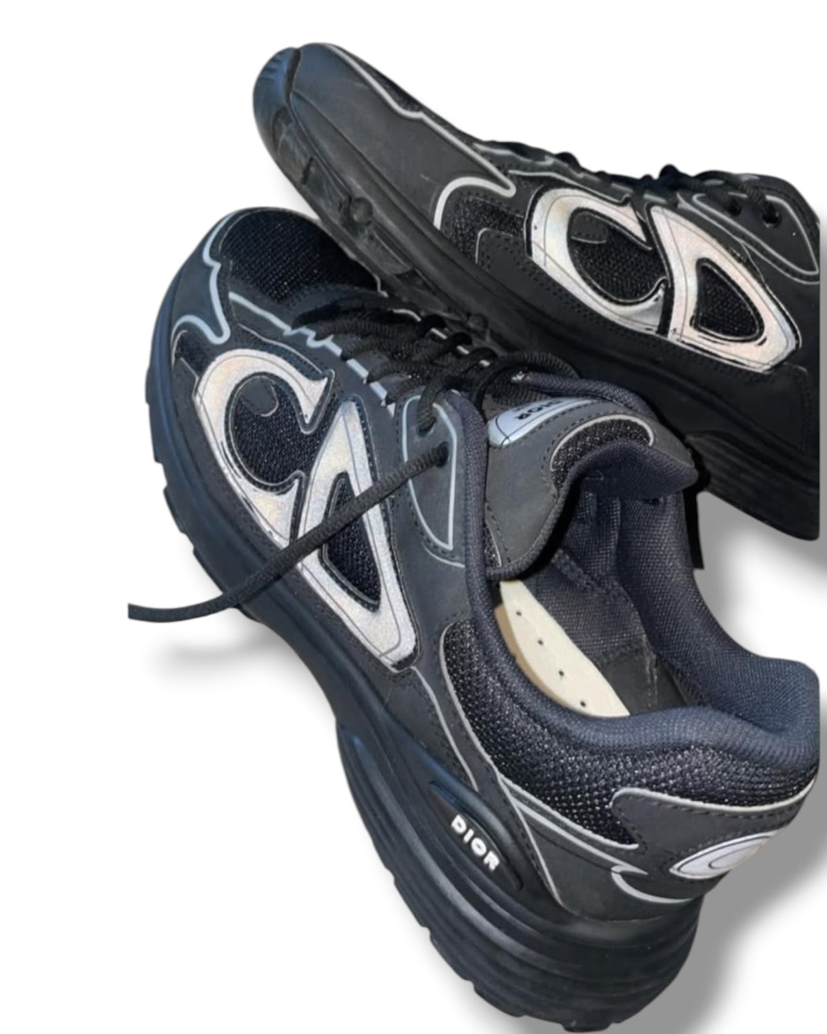 Christian Dior Men’s B30 Trainers – Black / Silver Reflective