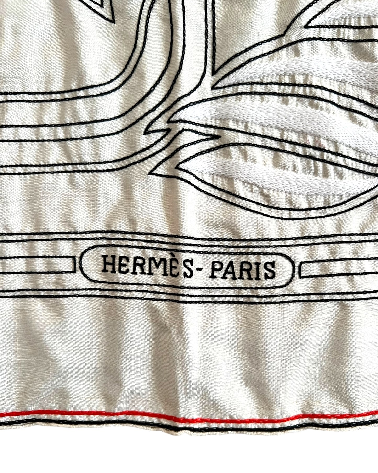 Hermès Carré 90 “Quadrige” – Hand-Embroidered Silk Scarf (Pristine — with Special Box)