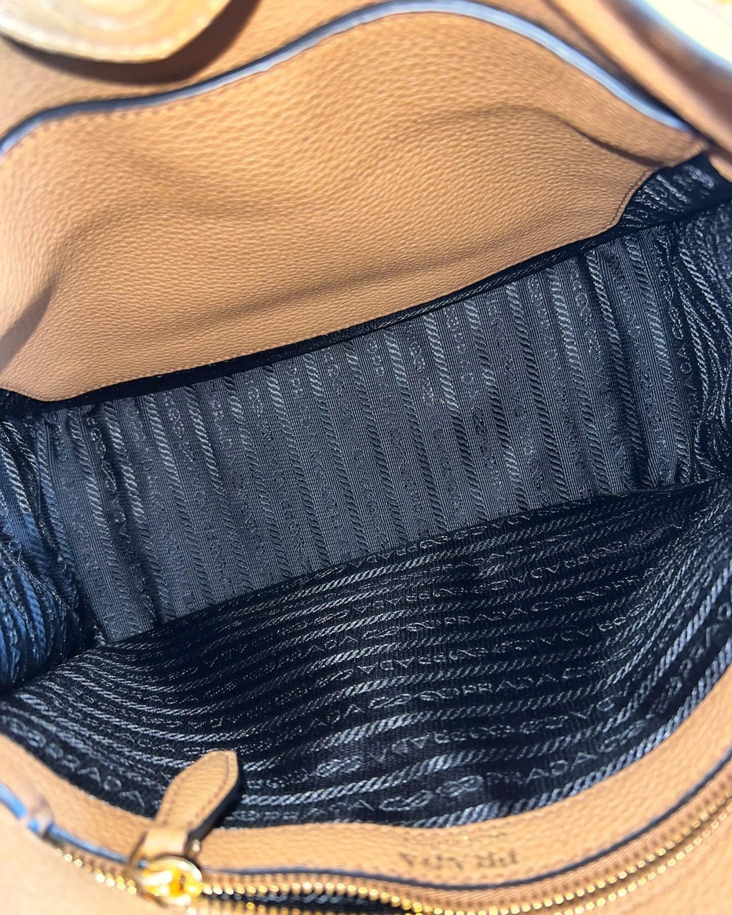 Prada Medium Leather Shoulder Bag - Tan - The Luxury Savvy