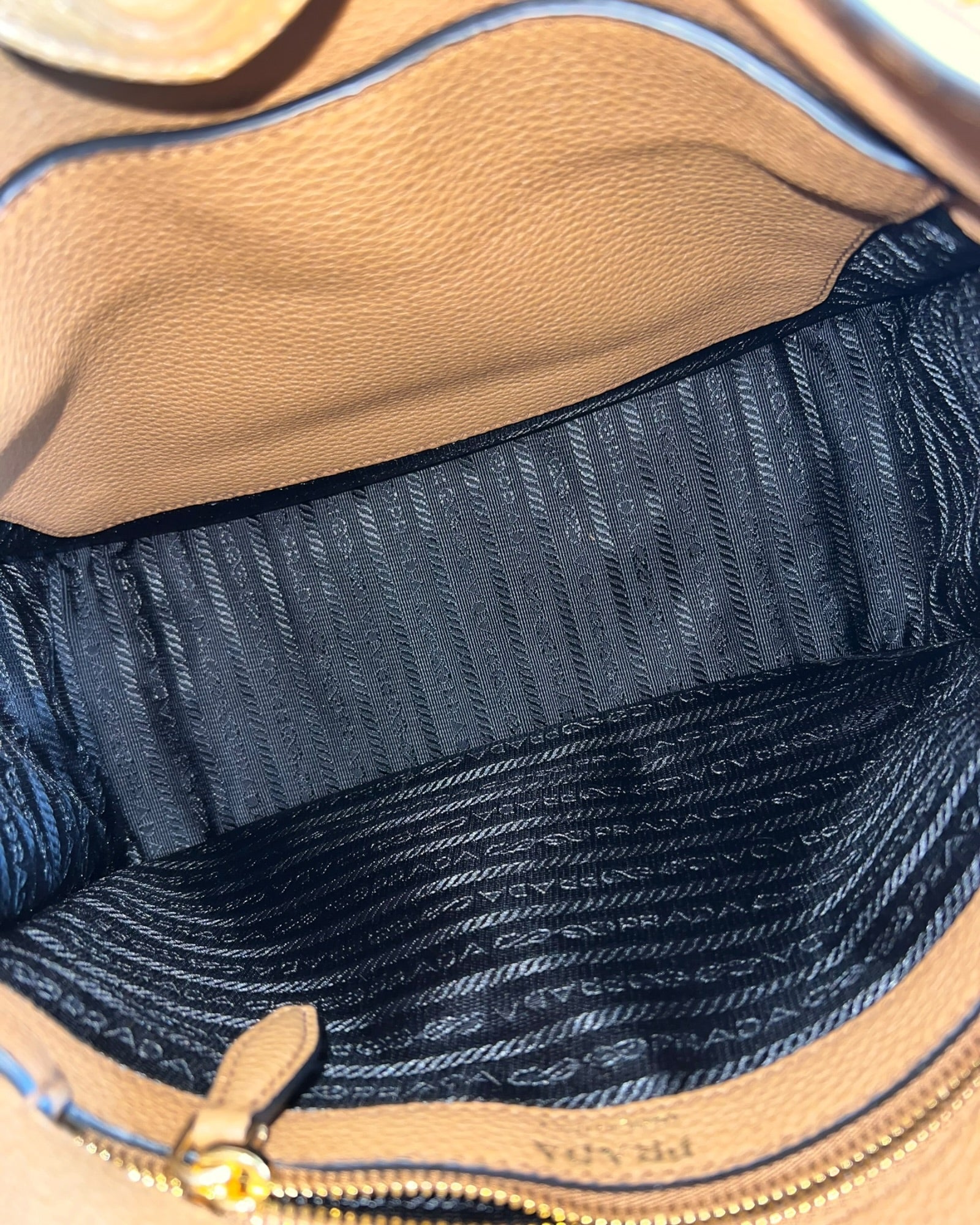 Prada Medium Leather Shoulder Bag - Tan - The Luxury Savvy