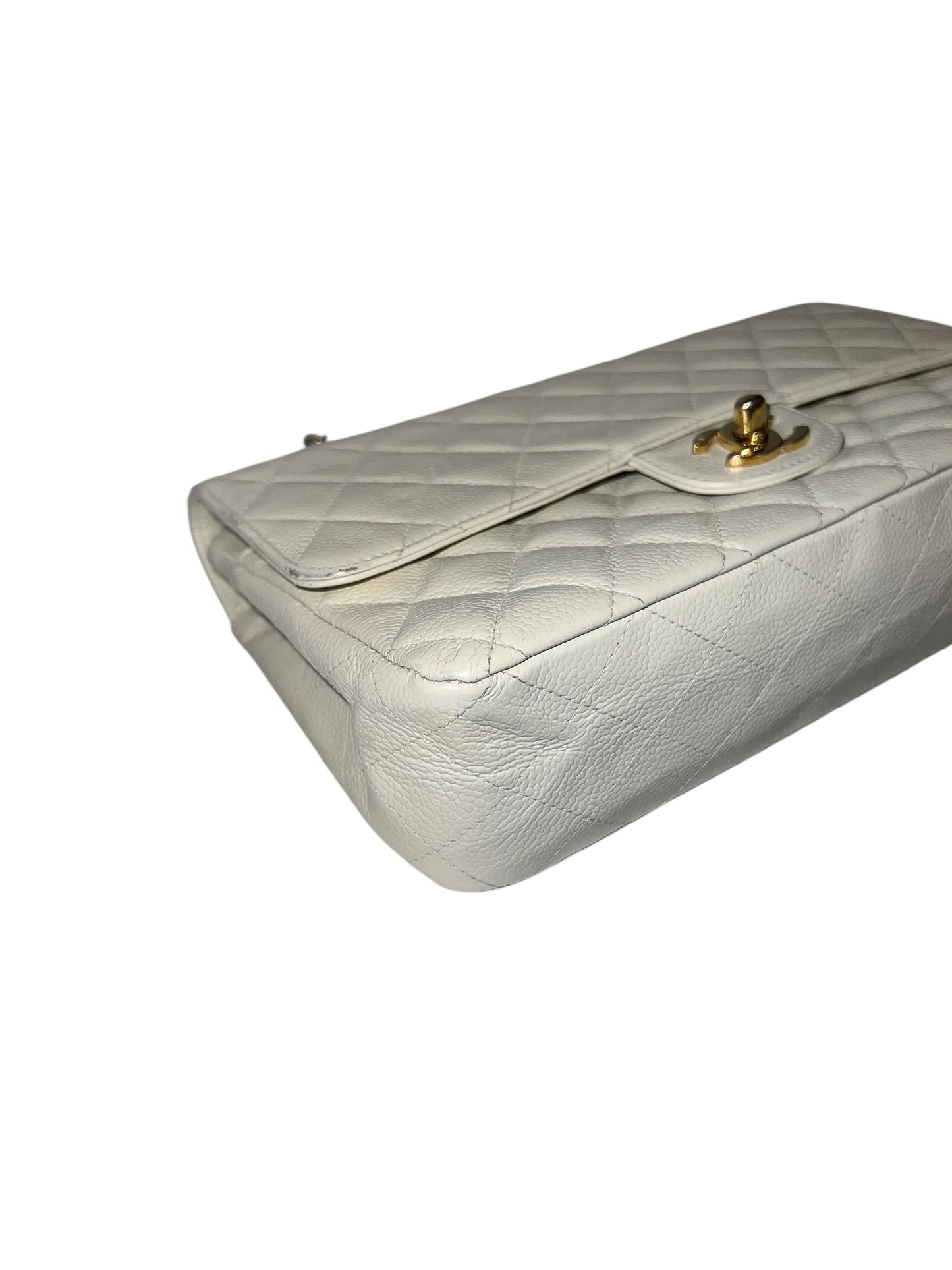 CHANEL Vintage Classic Double Flap Bag | Cream Caviar Leather | 24k Gold Plated Hardware - The Luxury Savvy