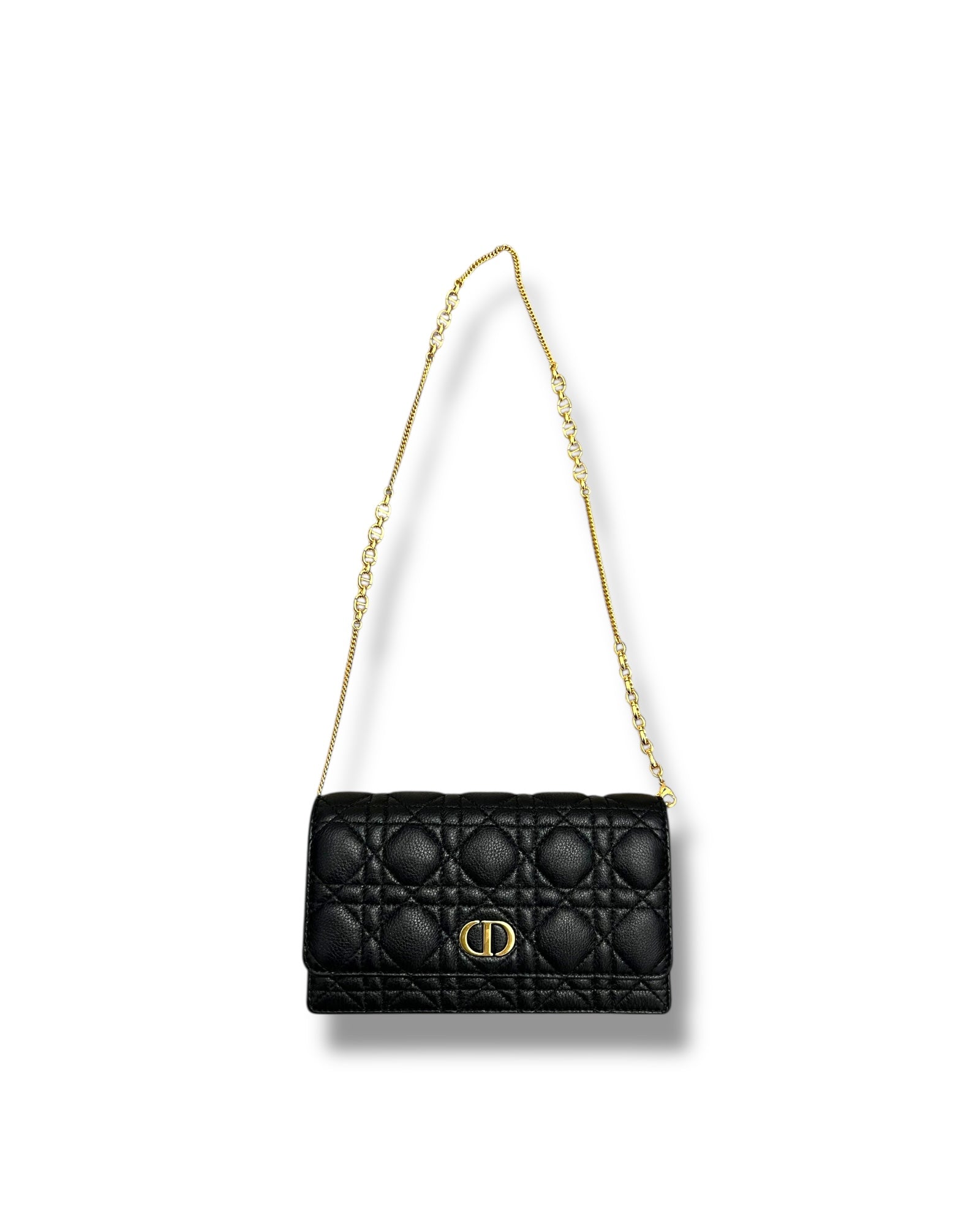 Christian Dior Small Dior Caro Wallet on Chain – Black - The Luxury Savvy
