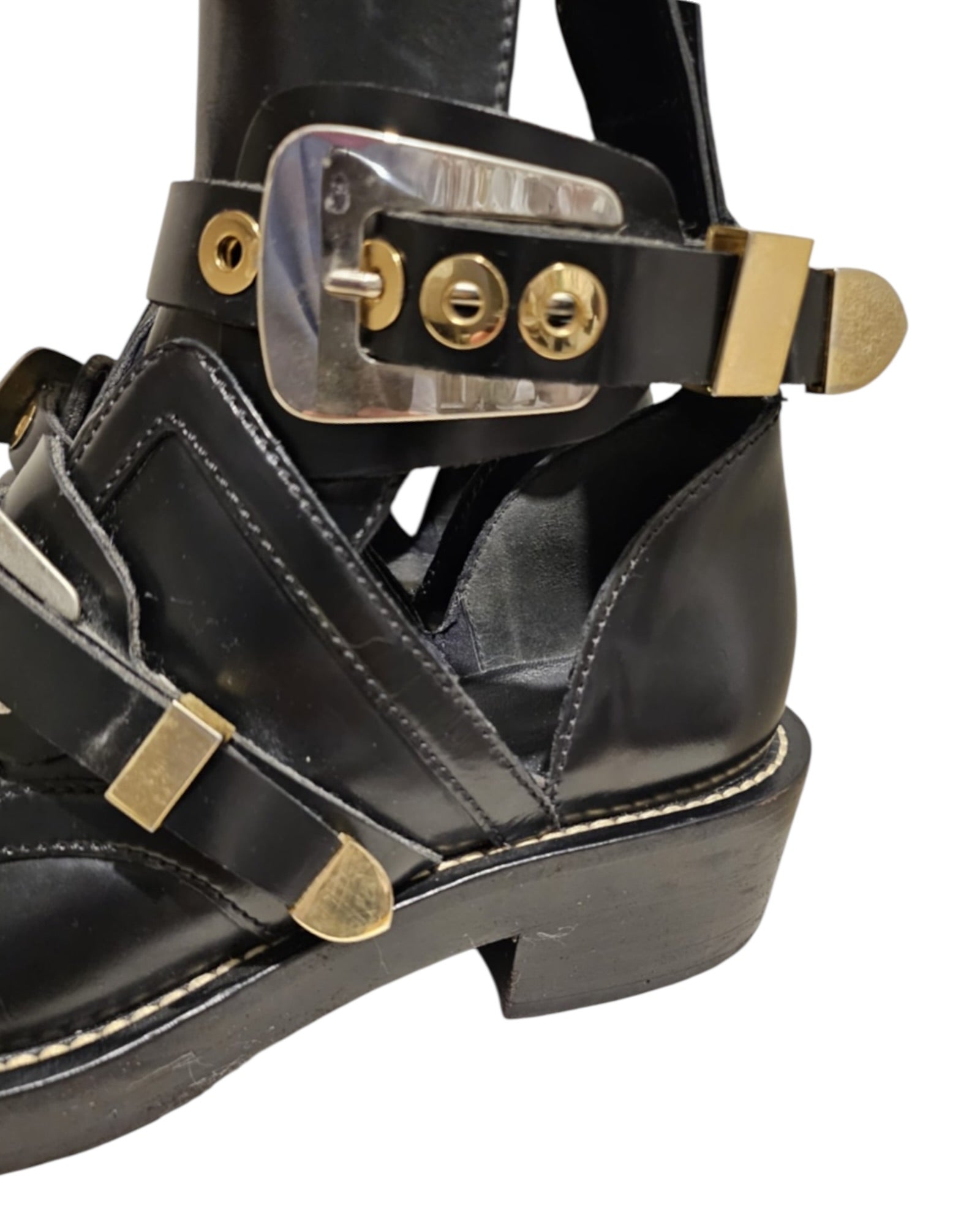 Balenciaga Ceinture Biker Boots | Black | Size 38 - The Luxury Savvy
